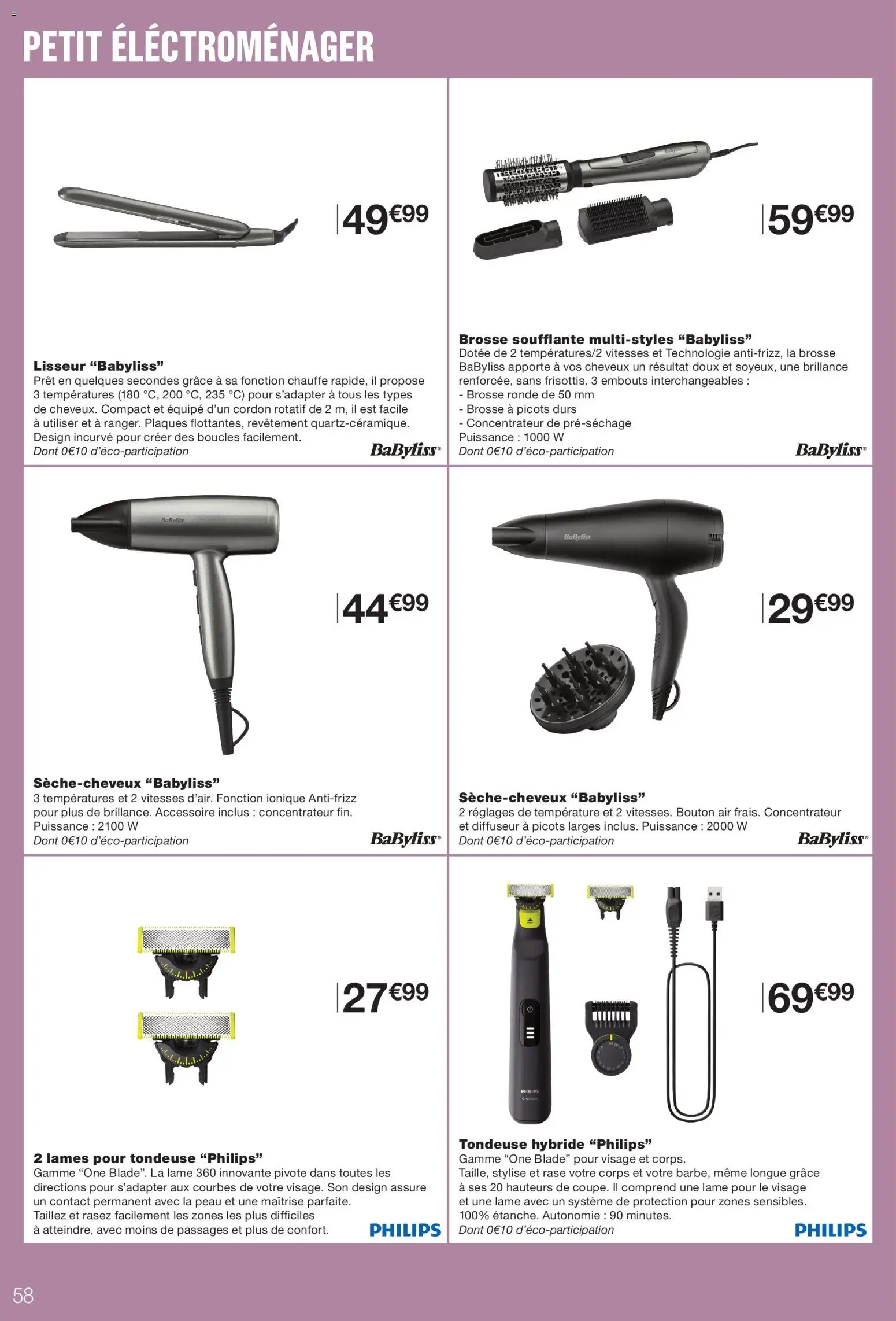 Prévisualisation de Monoprix catalogue du magasin Monoprix formulaire valide 08/09/2026 - Tondeuse, Lisseur, Brosse soufflante, Diffuseur, Brosse, Petit électroménager, Brosse ronde