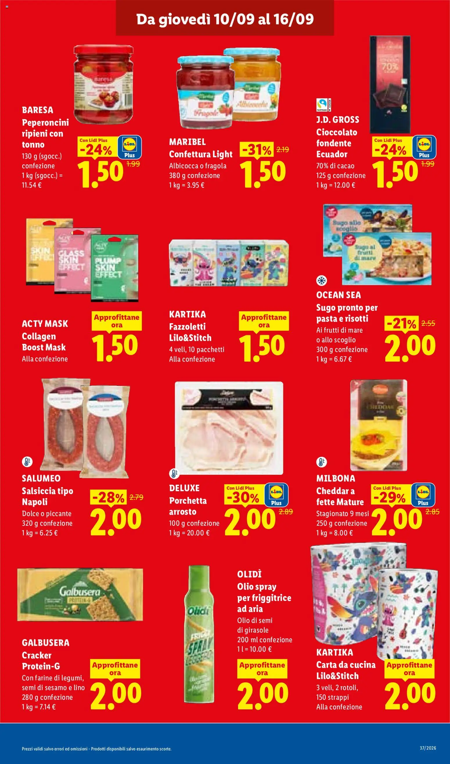 Anteprima dell'opuscolo Lidl volantino dal negozio Lidl valido da 10/09/2026 - Cioccolato, Salsiccia, Sugo, Arrosto, Cacao, Friggitrice, Fazzoletti, Olio di semi di girasole