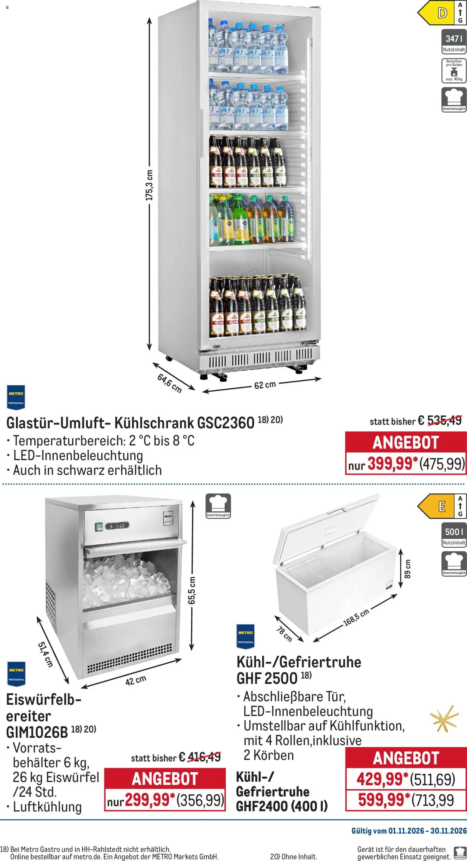 Vorschau von dem Prospekt des Geschäftes Metro, gültig ab dem 01.11.2026 - Kühlschrank, Gefriertruhe