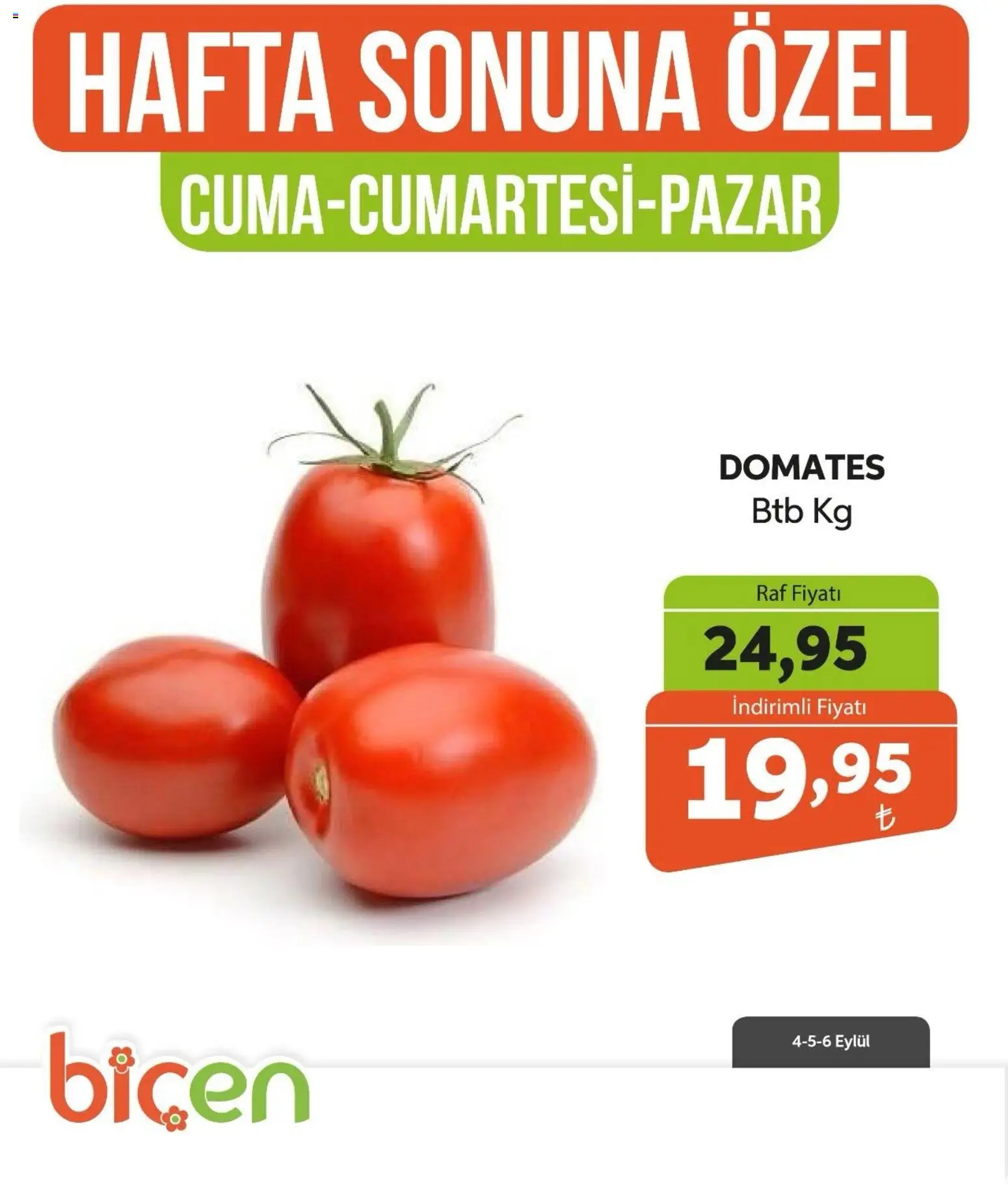 Biçen Market Biçen Market - Hafta Sonuna Özel - Sebze İndirimi 04.09.2026 - Broşürünün önizlemesi