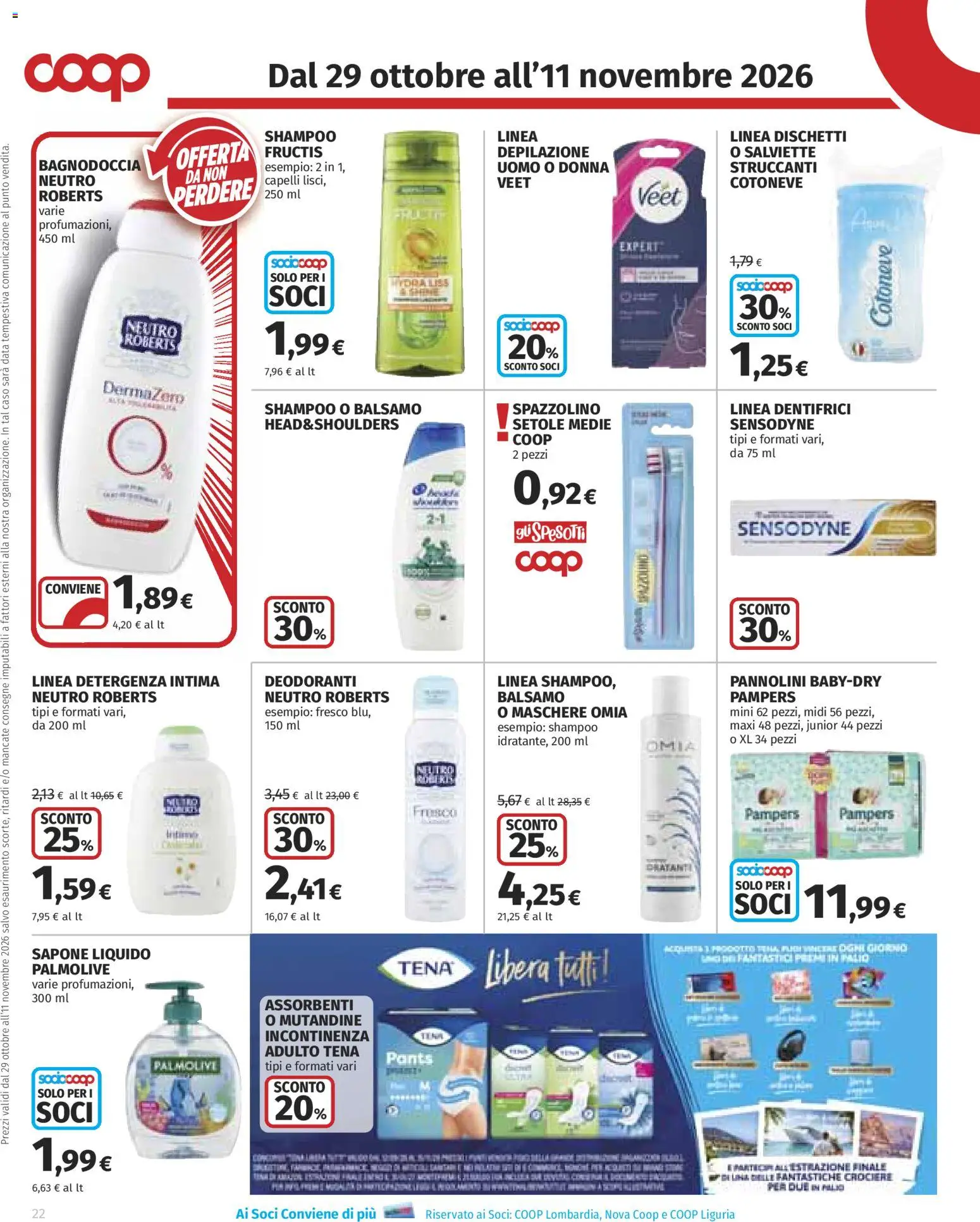 Anteprima dell'opuscolo COOP volantino Superstore dal negozio COOP valido da 29/10/2026 - Maschere, Data, Sapone, Assorbenti, Pannolini, Balsamo, Spazzolino, Mutandine