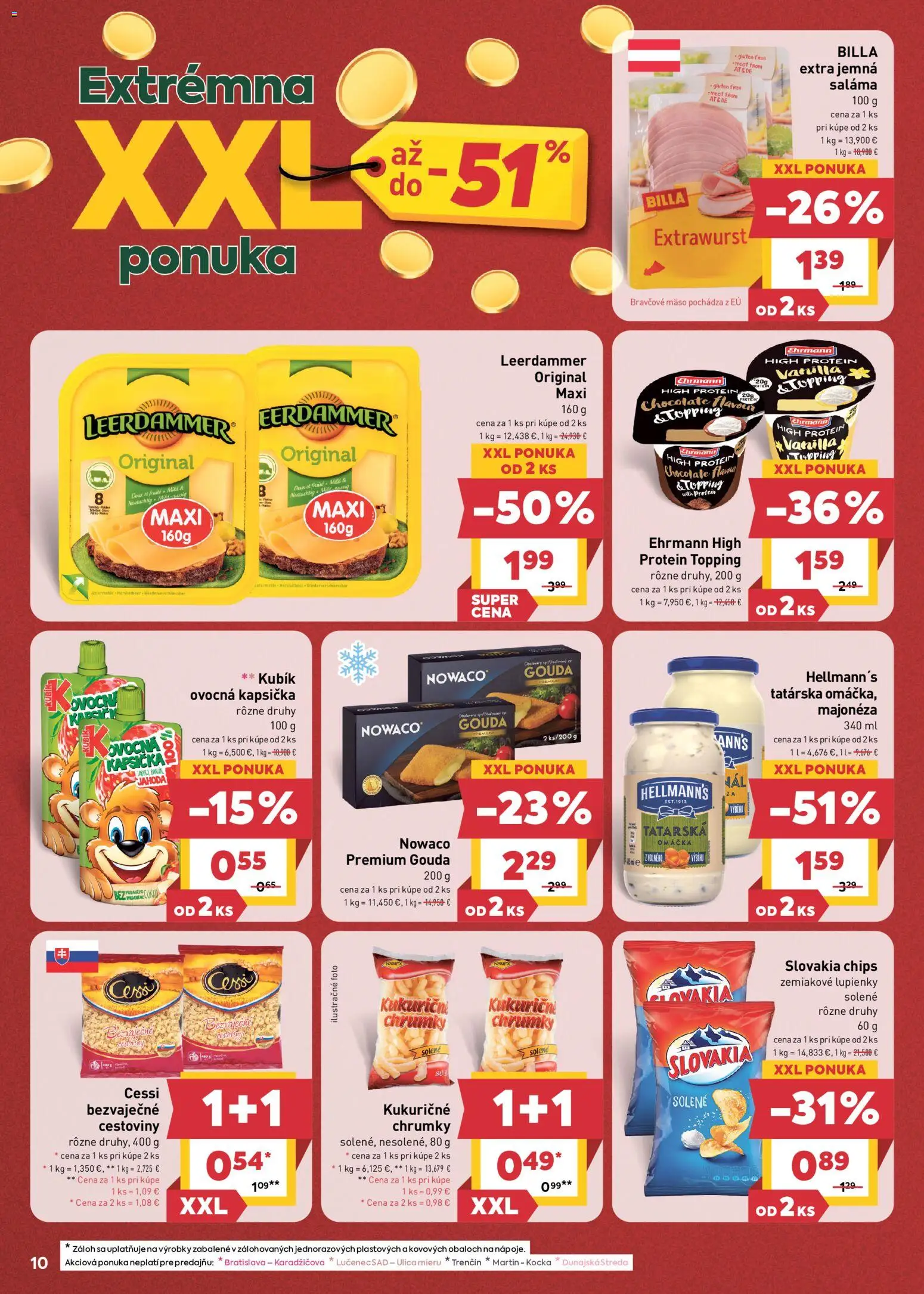 Náhľad Billa letáku platného od 07.10.2026 - Mäso, Protein, Cestoviny, Tatárska omáčka, Bravčové mäso, Omáčka, Saláma, Majonéza