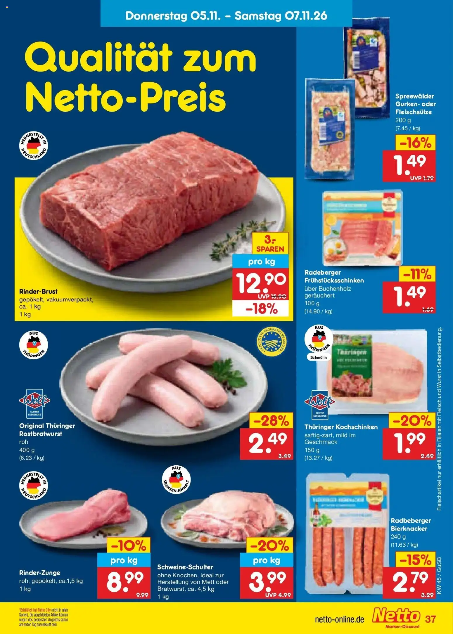 Vorschau von dem Prospekt des Geschäftes Netto Marken-Discount, gültig ab dem 02.11.2026 - Wurst, Fleisch, Gurken