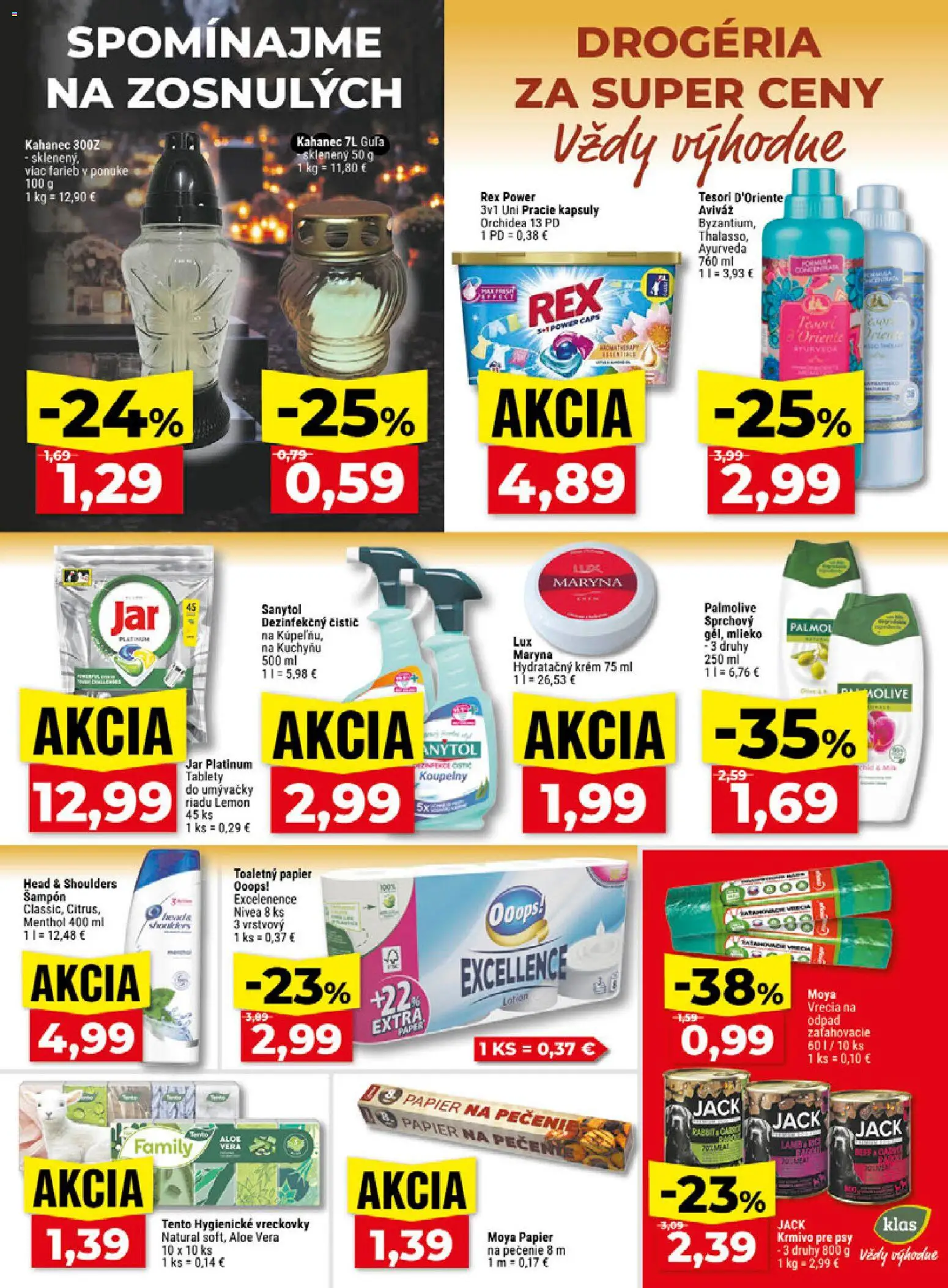 Náhľad Klas letáku platného od 12.10.2026 - Orchidea, Jar, Mlieko, Nivea, Toaletný papier, Sanytol, Krém, Head & Shoulders