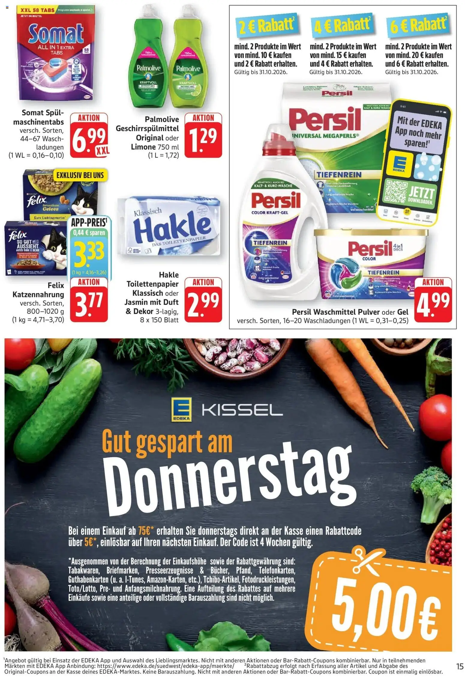 Vorschau von dem Prospekt des Geschäftes Edeka, gültig ab dem 26.10.2026 - Toilettenpapier, Waschmittel, Persil, Duft, Geschirrspülmittel