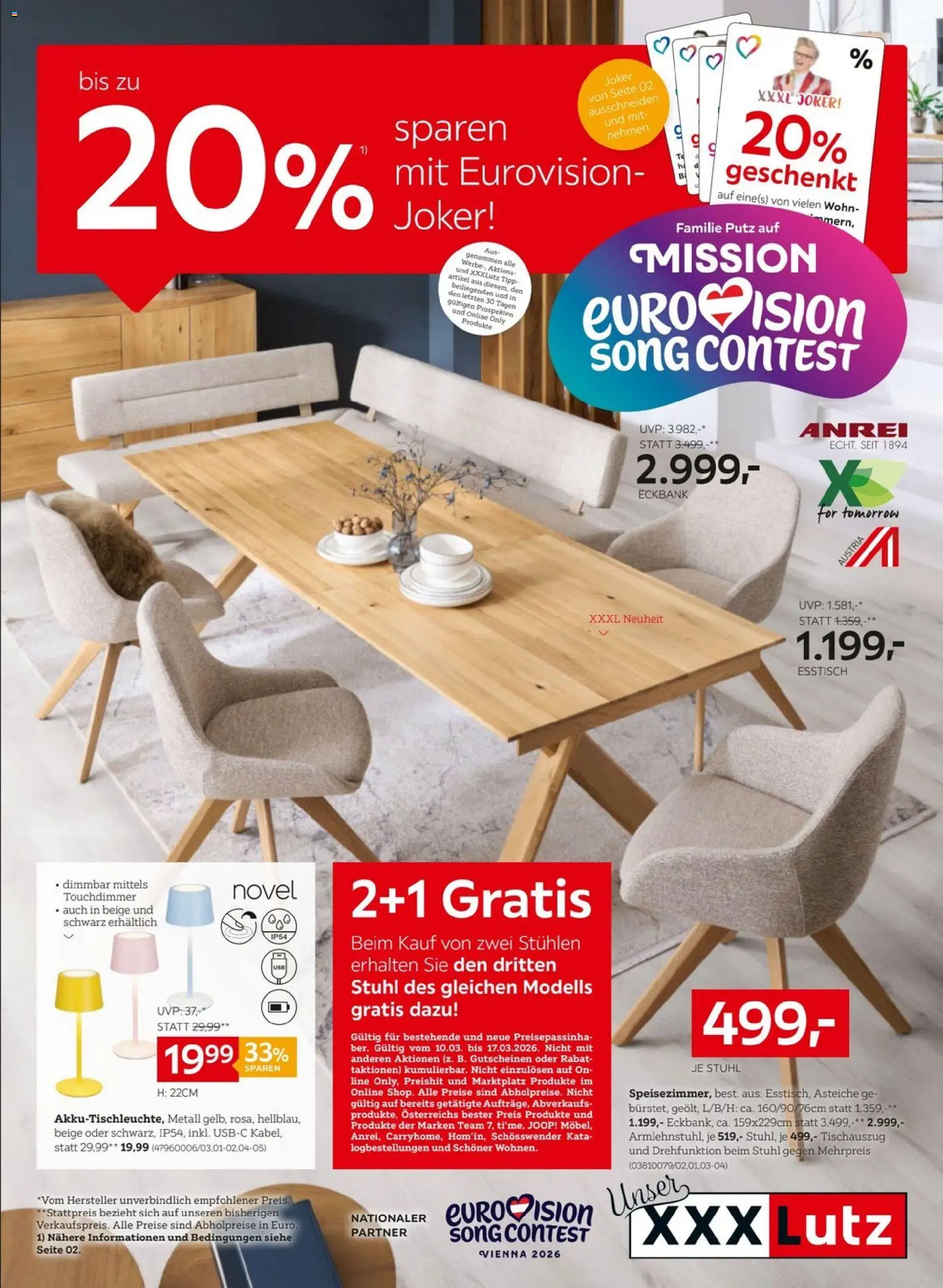 Vorschau der Angebote: XXXLutz XXXLutz Sparen mit Eurovision-Joker! gültig ab 10.03.2026 - Stuhl