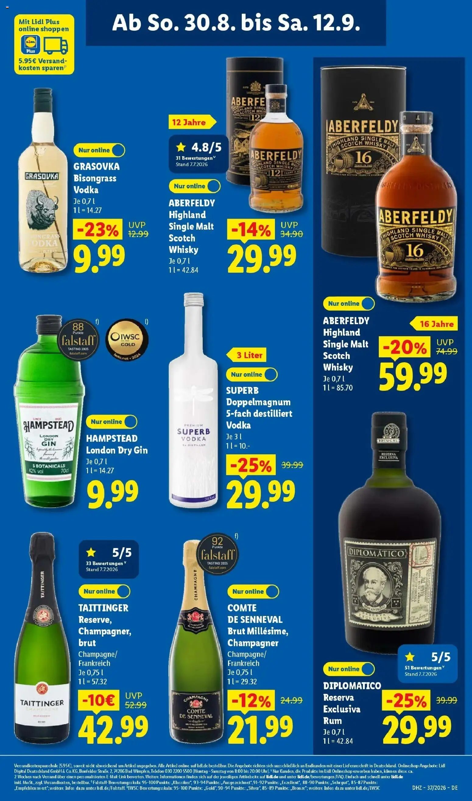 Vorschau von dem Prospekt des Geschäftes Lidl, gültig ab dem 07.09.2026 - Telefon, Bad, Whisky, Gin, Vodka, Rum