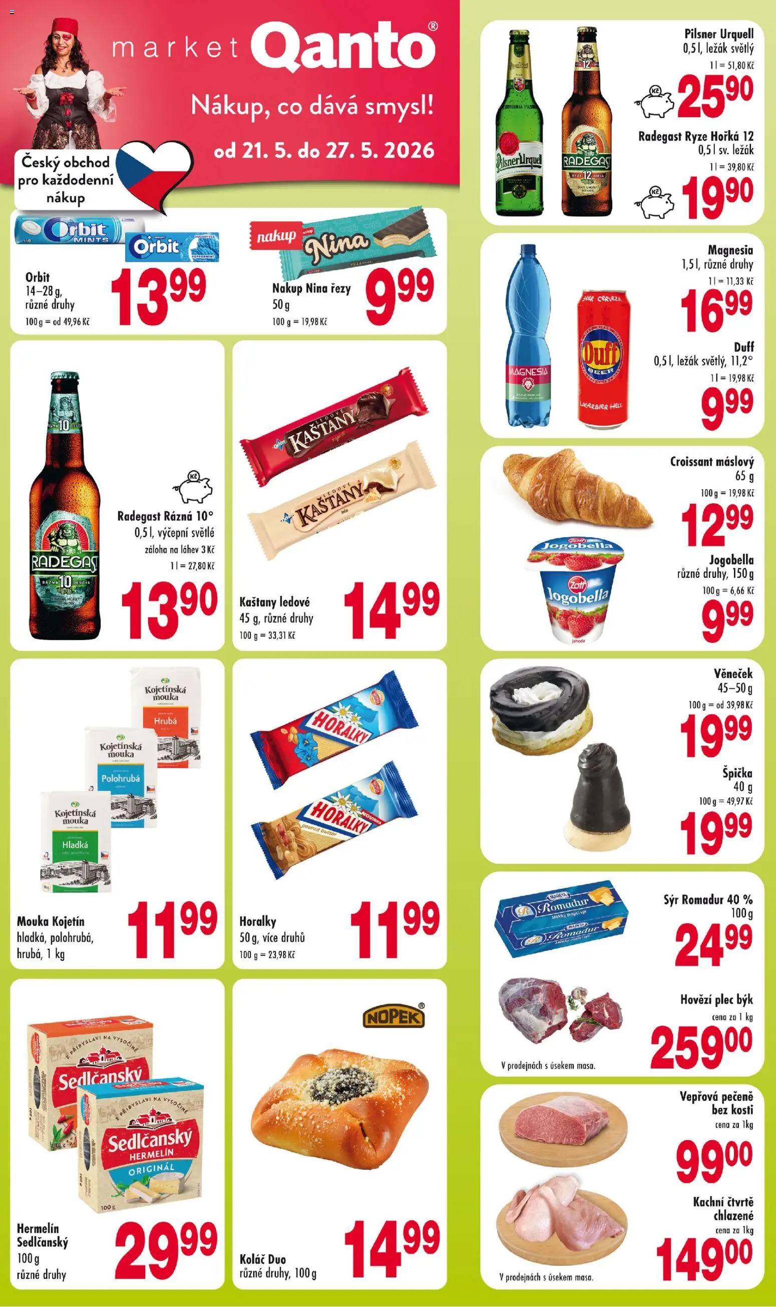 Náhled nabídky: Astur & Qanto Astur & Qanto leták platný od 21.05.2026 - Pilsner Urquell, Hermelín, Mouka, Hovězí, Láhev, Horalky, Radegast Ryze Hořká 12, Mouka polohrubá
