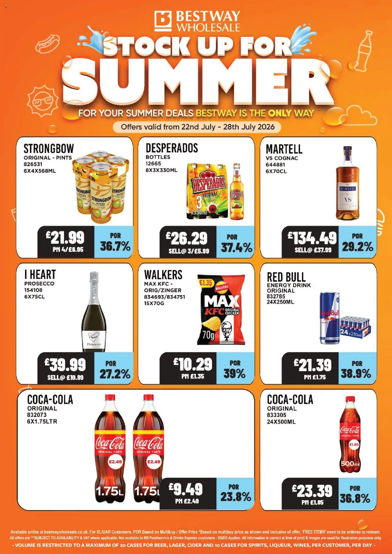 Preview of Bestway Bestway - Offers valid from 22/07/2026 - Cider, Drinks, Red Bull, Prosecco, Cognac, Desperados, Energy drink, Strongbow