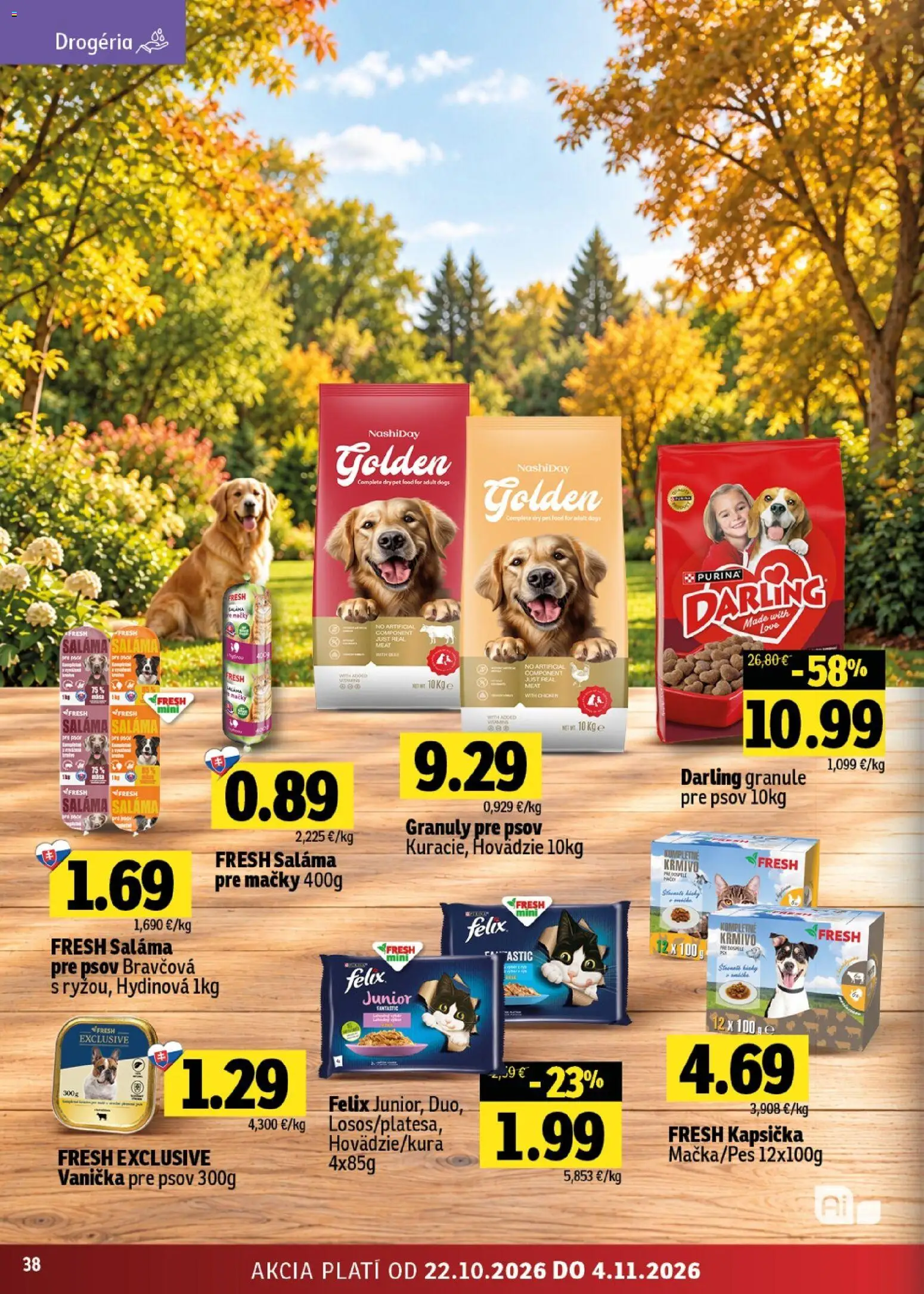 Náhľad Fresh letáku platného od 22.10.2026 - Felix, Granule, Saláma, Darling granule