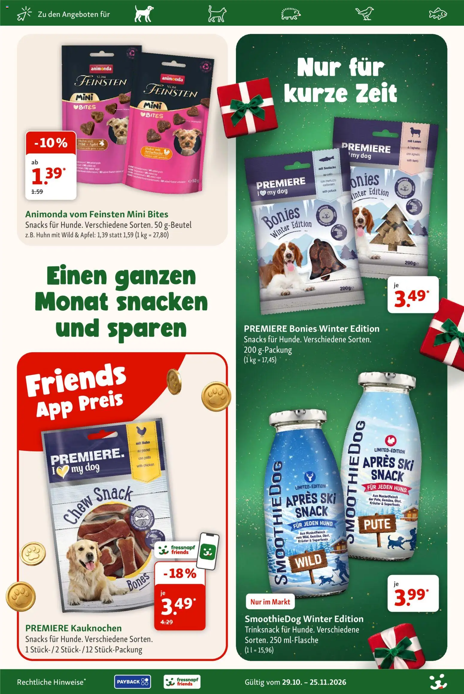 Vorschau von dem Prospekt des Geschäftes Fressnapf, gültig ab dem 29.10.2026 - Apple, Äpfel, Ski, Pute
