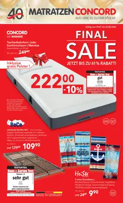 Vorschau der Angebote: Matratzen Concord Matratzen Concord Flugblatt gültig ab 29.07.2026