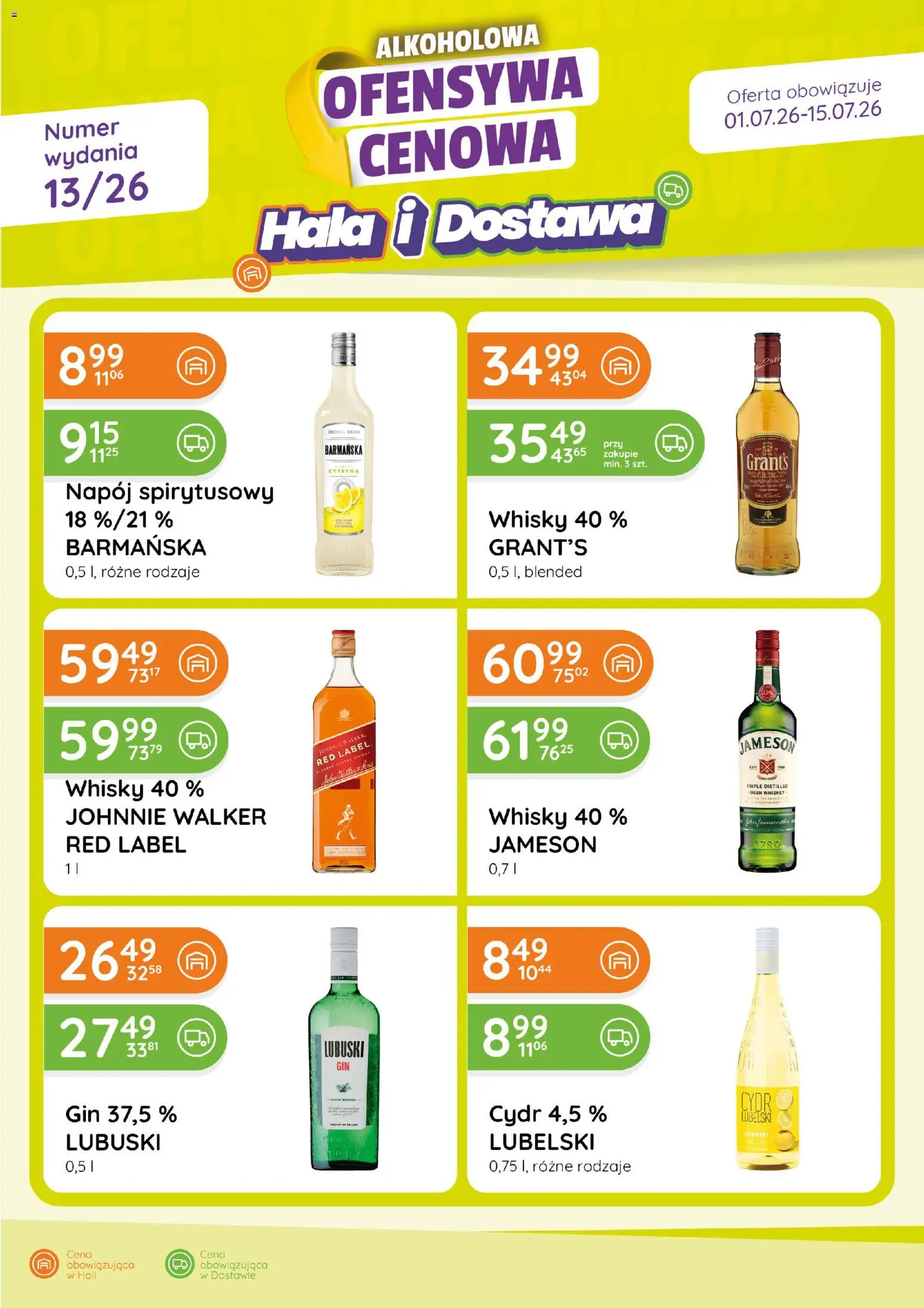 Pogląd gazetki "Eurocash gazetka - Ofensywa Alkoholowa" ze sklepu Eurocash ważnej od 01.07.2026 - Whisky, Gin, Cytryna, Cydr, Grant's, Red label, Cydr Lubelski, Irish whiskey