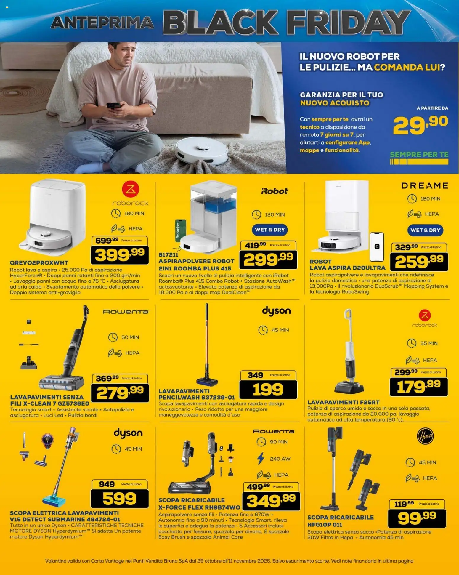 Anteprima dell'opuscolo BRUNO Black Friday ML dal negozio BRUNO valido da 29/10/2026 - Acqua, Aspirapolvere senza fili, Aspirapolvere, Scopa, Robot aspirapolvere, Robot, Spazzola, Panni