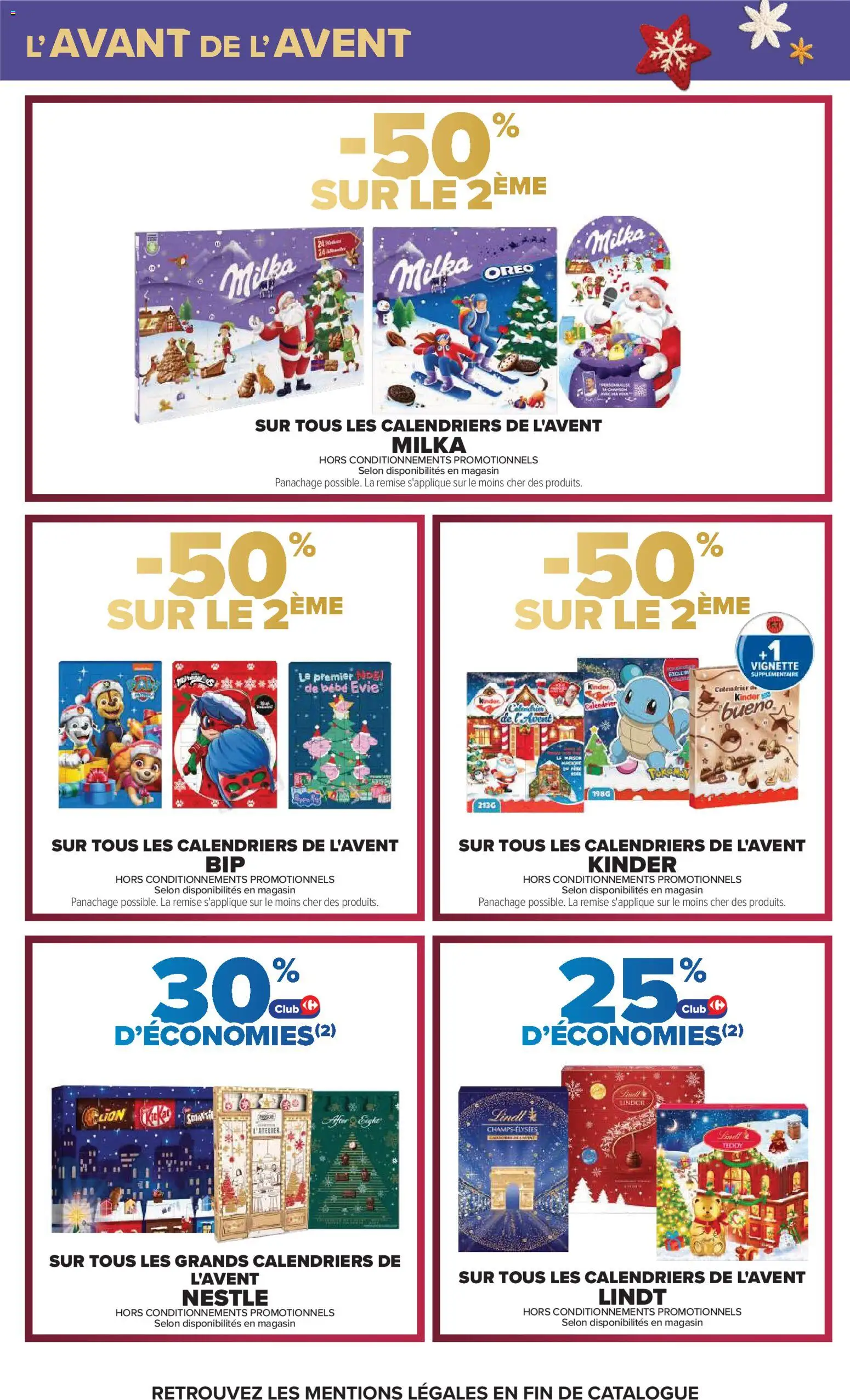 Prévisualisation de Carrefour Petit déjeuner du magasin Carrefour formulaire valide 03/11/2026 - Calendrier, Lindt, Oreo, Lindor, Calendrier de l'avent, Calendrier de l'avent kinder