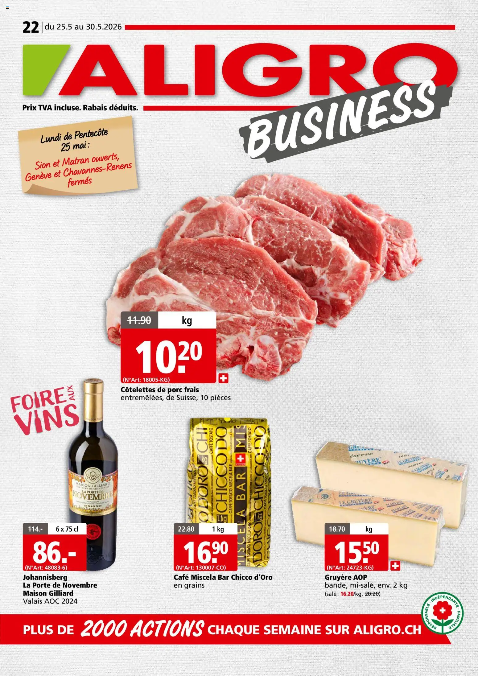 Vorschau des Merkblatts Aligro aktionen Business Chavannes, Matran, Genève, Sion vom Shop Aligro gültig von 25.05.2026 bis 30.05.2026