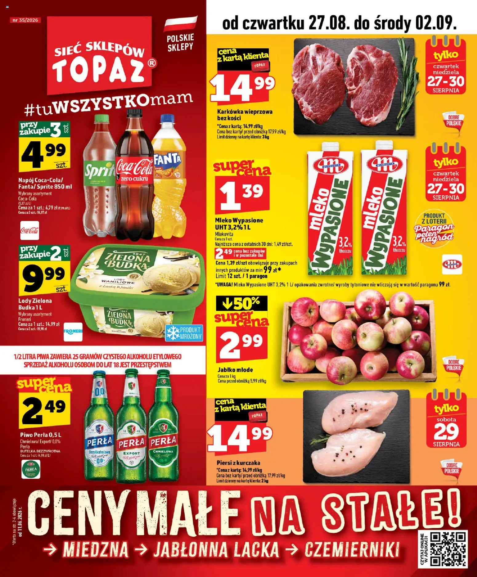 Pogląd gazetki "Topaz gazetka - Ceny małe na stałe" ze sklepu Topaz ważnej od 27.08.2026