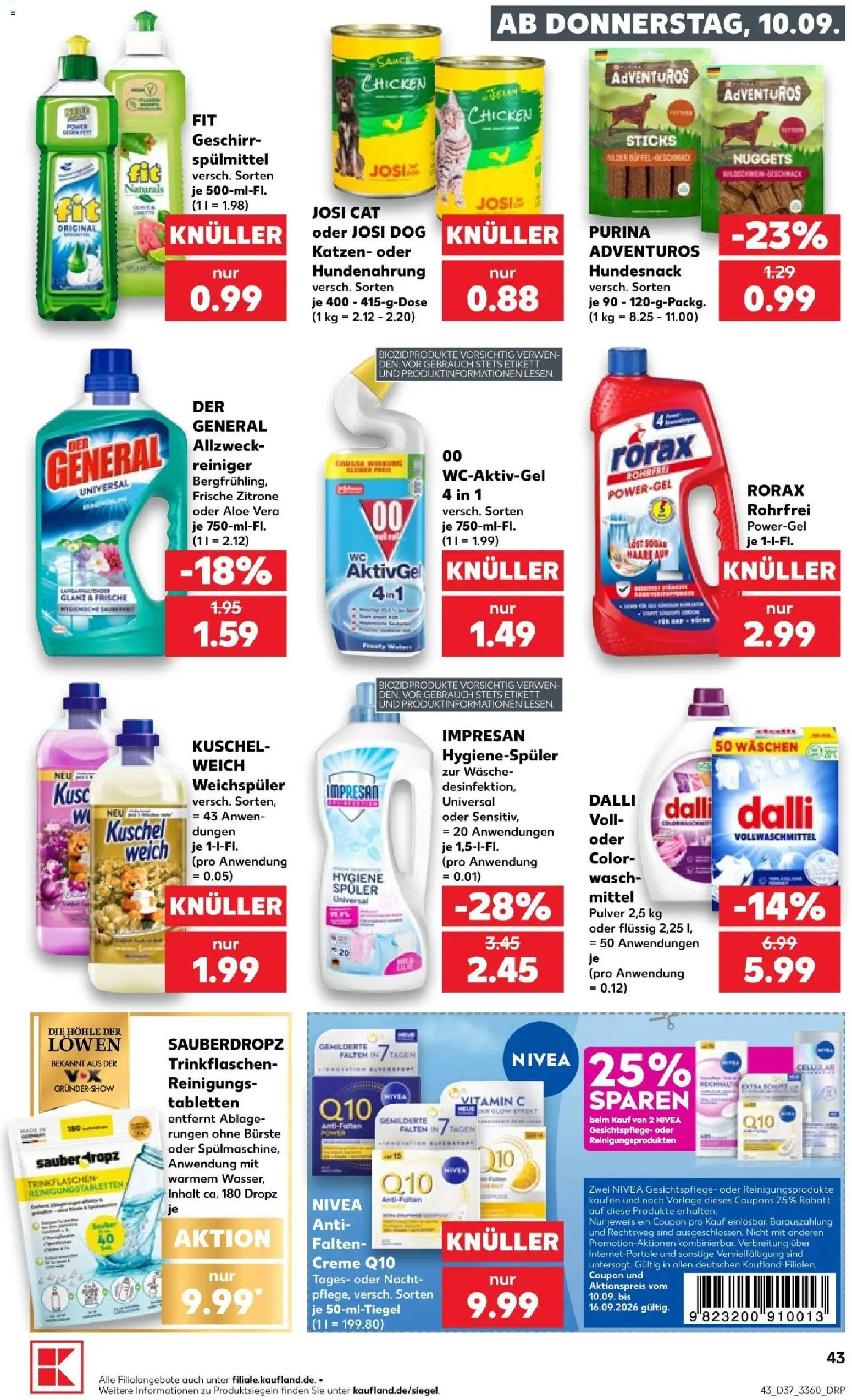 Vorschau von dem Prospekt des Geschäftes Kaufland, gültig ab dem 10.09.2026 - Zitrone, Weichspüler, Creme, Bürste