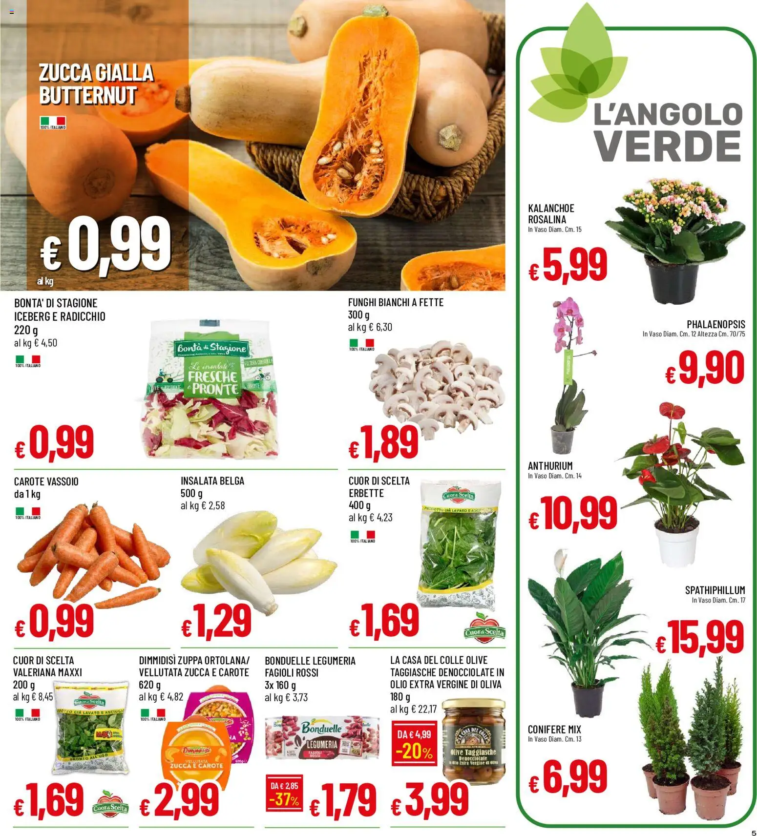 Anteprima dell'opuscolo Famila volantino Iper dal negozio Famila valido da 29/10/2026 - Funghi, Zucca, Insalata, Valeriana, Carote, Vaso, Vassoio, Olio extra vergine