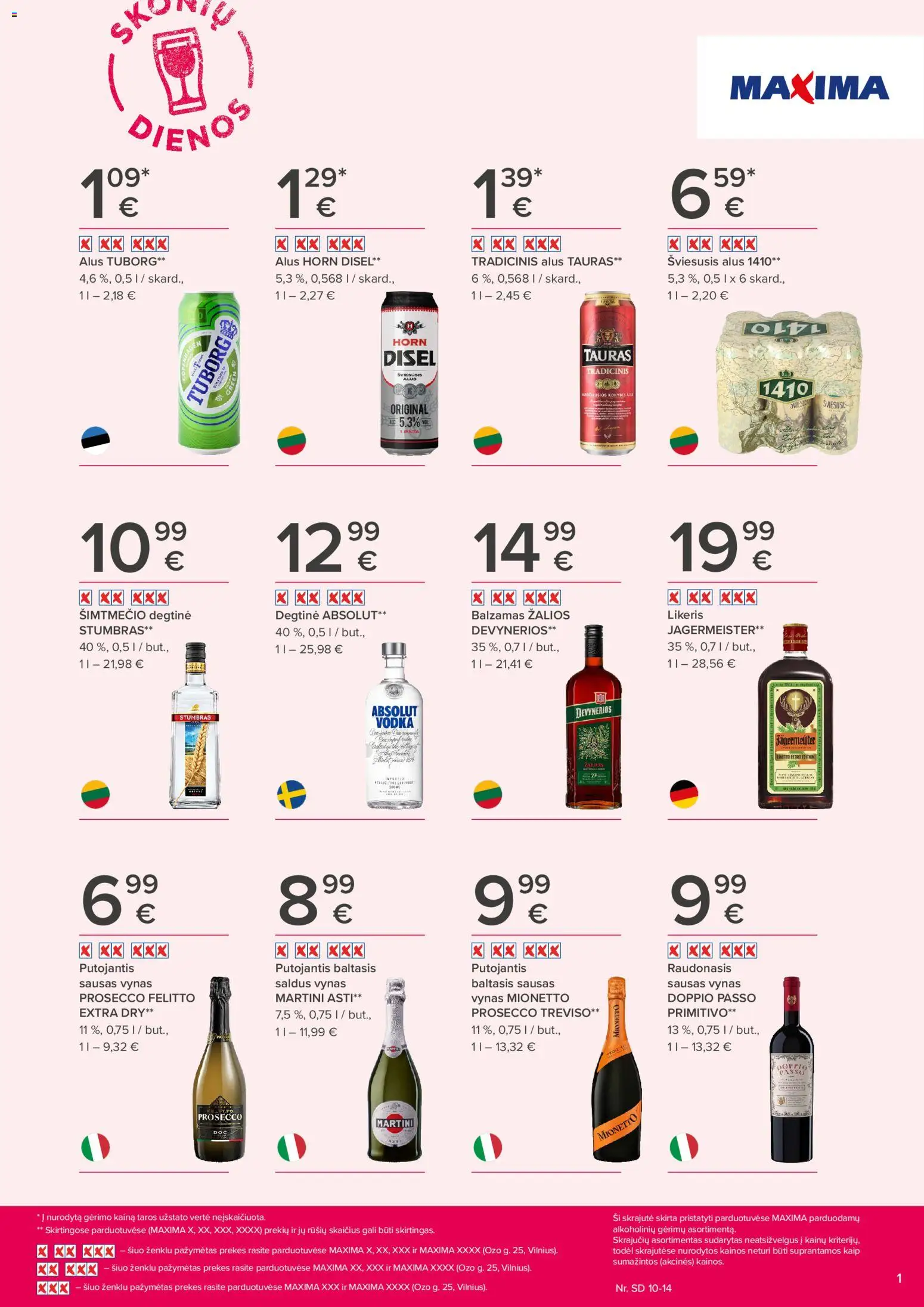 MAXIMA parduotuvės leidinio MAXIMA leidinys SKONIŲ DIENOS galiojančio nuo 2026.10.01 peržiūra - Alus, Vynas, Degtinė, Balzamas, Jägermeister
