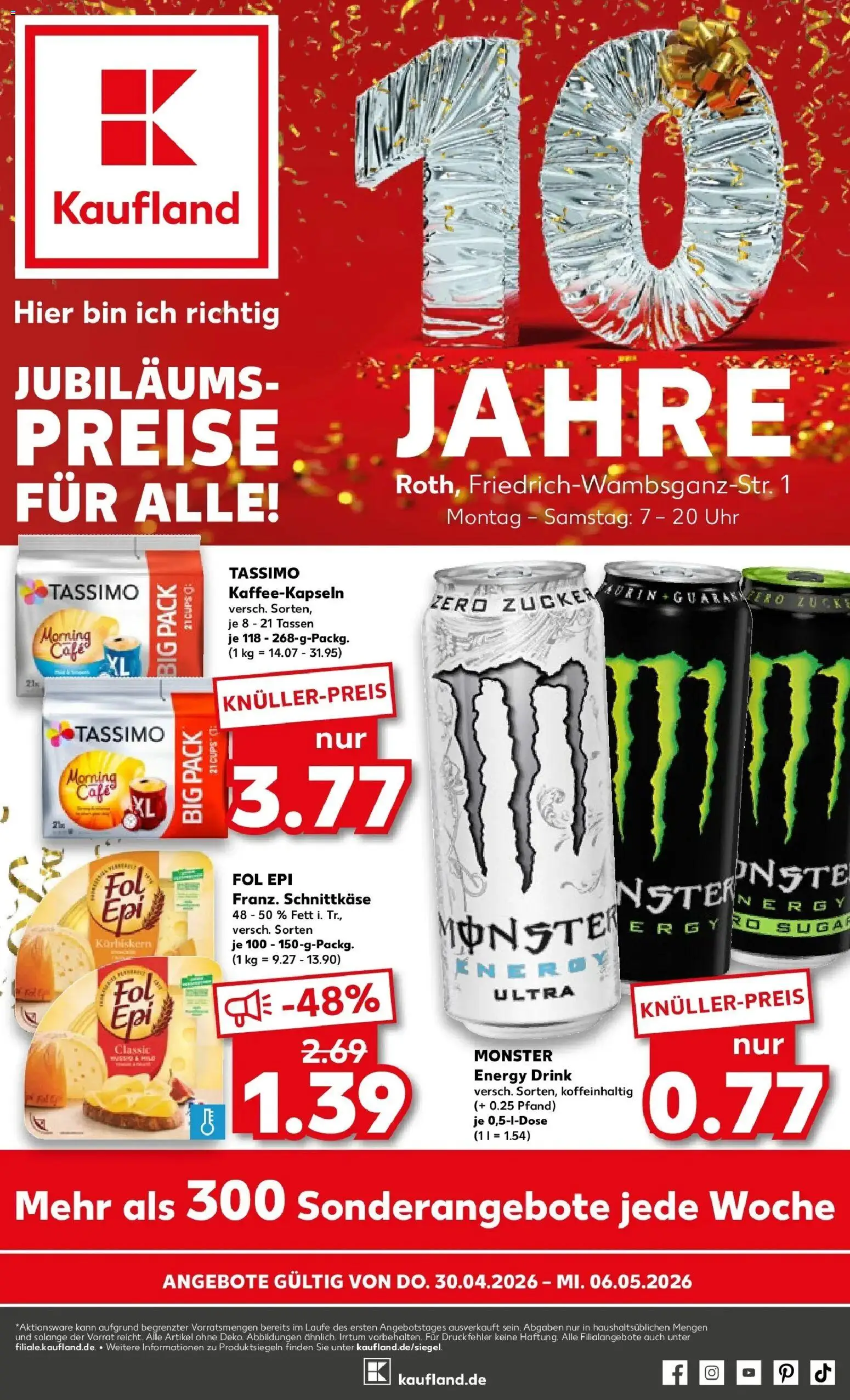 Vorschau von dem Prospekt des Geschäftes Kaufland, gültig ab dem 30.04.2026 - Uhr, Monster, Tassimo, Zucker, Energy
