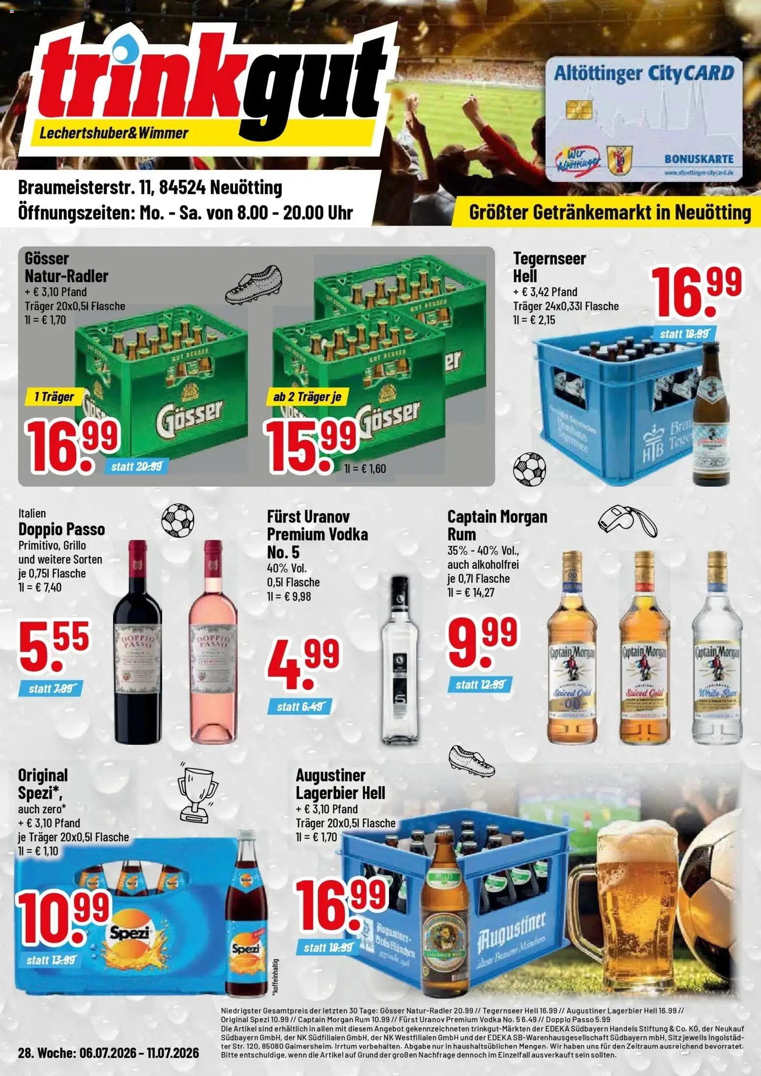 Vorschau von dem Prospekt des Geschäftes Trinkgut, gültig ab dem 06.07.2026 - Uhr, Vodka, Rum, Captain morgan, Doppio Passo