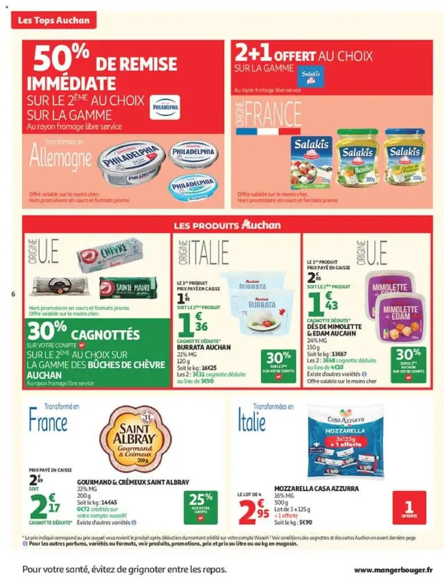 Prévisualisation de Auchan Tops rentrée supers du magasin Auchan formulaire valide 01/09/2026 - Fromage, Burrata, Mozzarella, Philadelphia, Fromage frais, Bûche de chèvre