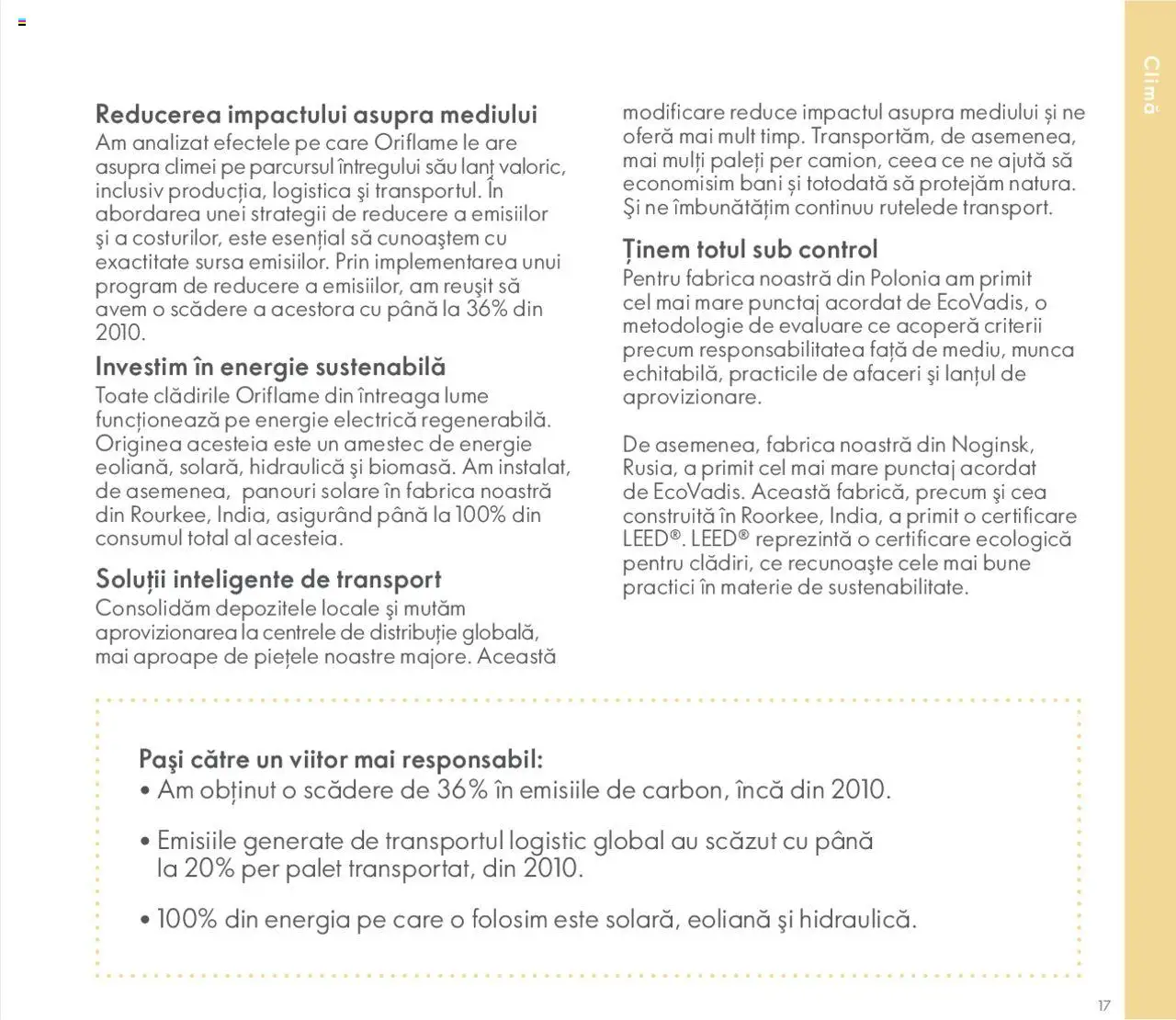 Previzualizarea de cataloage: Oriflame Catalog - Broșură Sustenabilitate valabil de la 25.10.2020