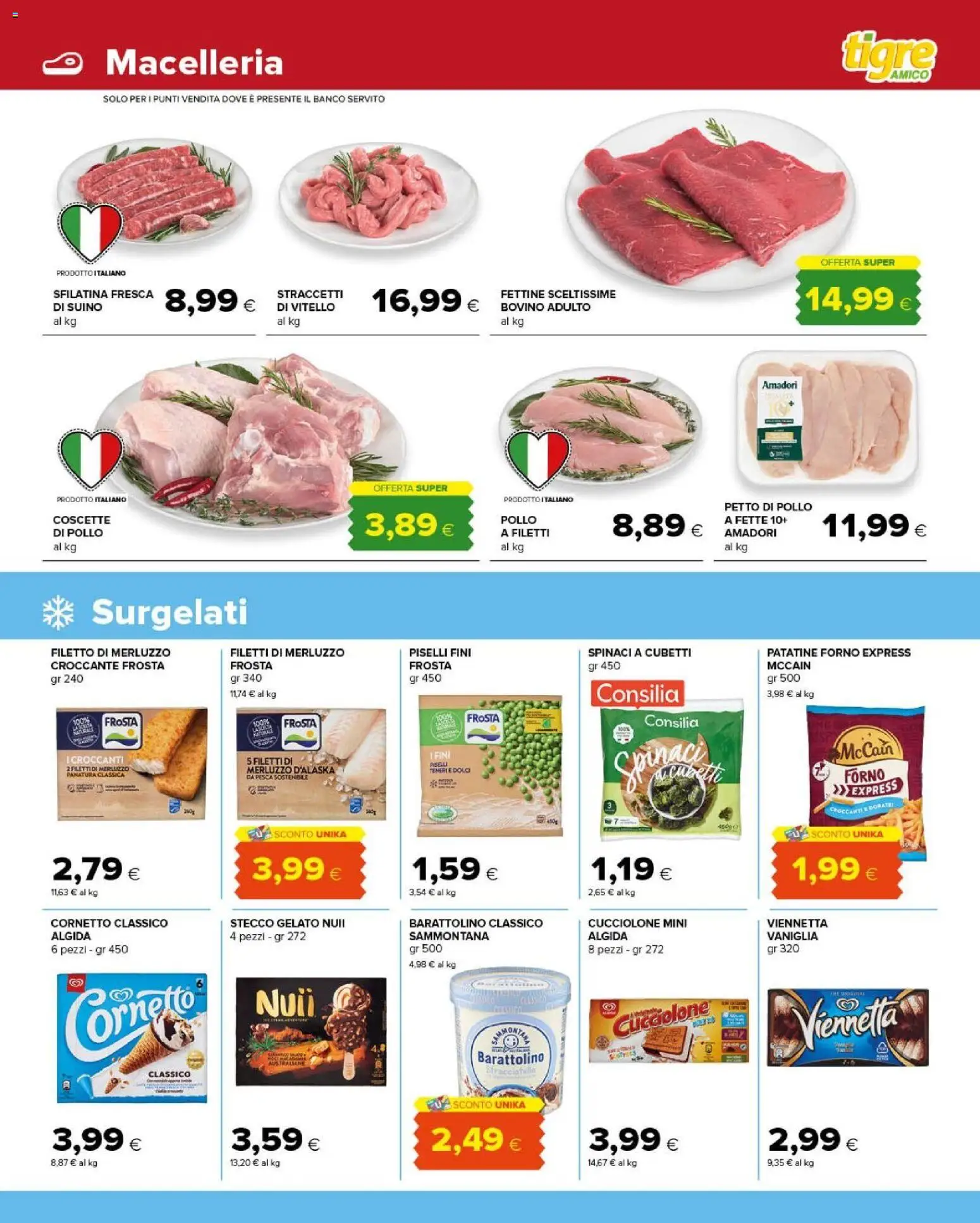 Anteprima dell'opuscolo Tigre volantino Amico dal negozio Tigre valido da 02/09/2026 - Pollo, Dolci, Pesca, Piselli, Petto di Pollo, Spinaci, Filetto, Suino