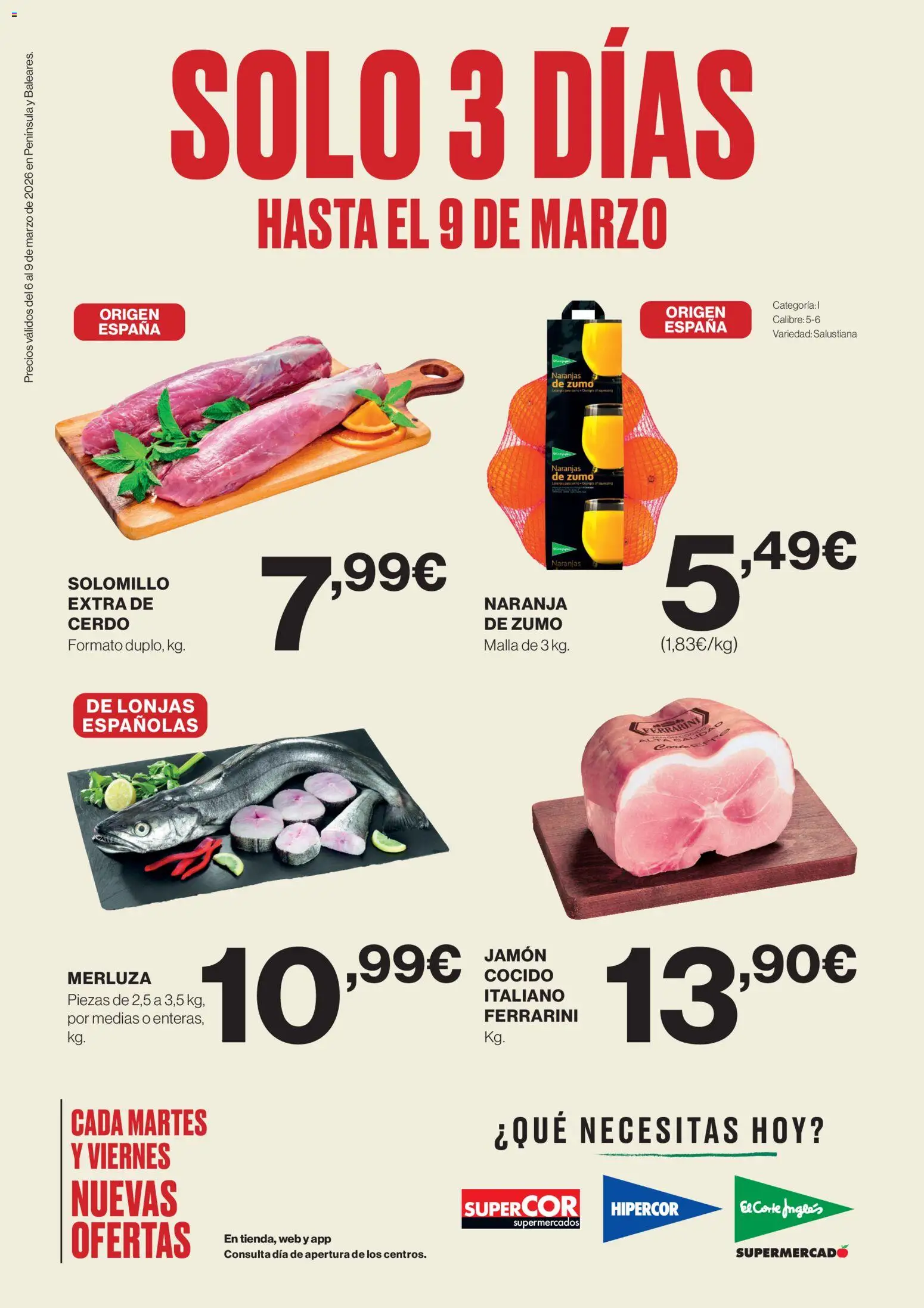 Vista previa del folleto de la tienda Supercor válido desde el 06/03/2026 - Jamón, Medias, Cerdo, Naranjas, Zumo