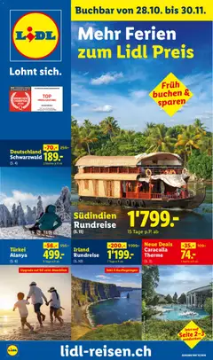 Vorschau des Merkblatts Lidl aktionen November Reise-Highlights vom Shop Lidl gültig von 28.10.2026 bis 30.11.2026