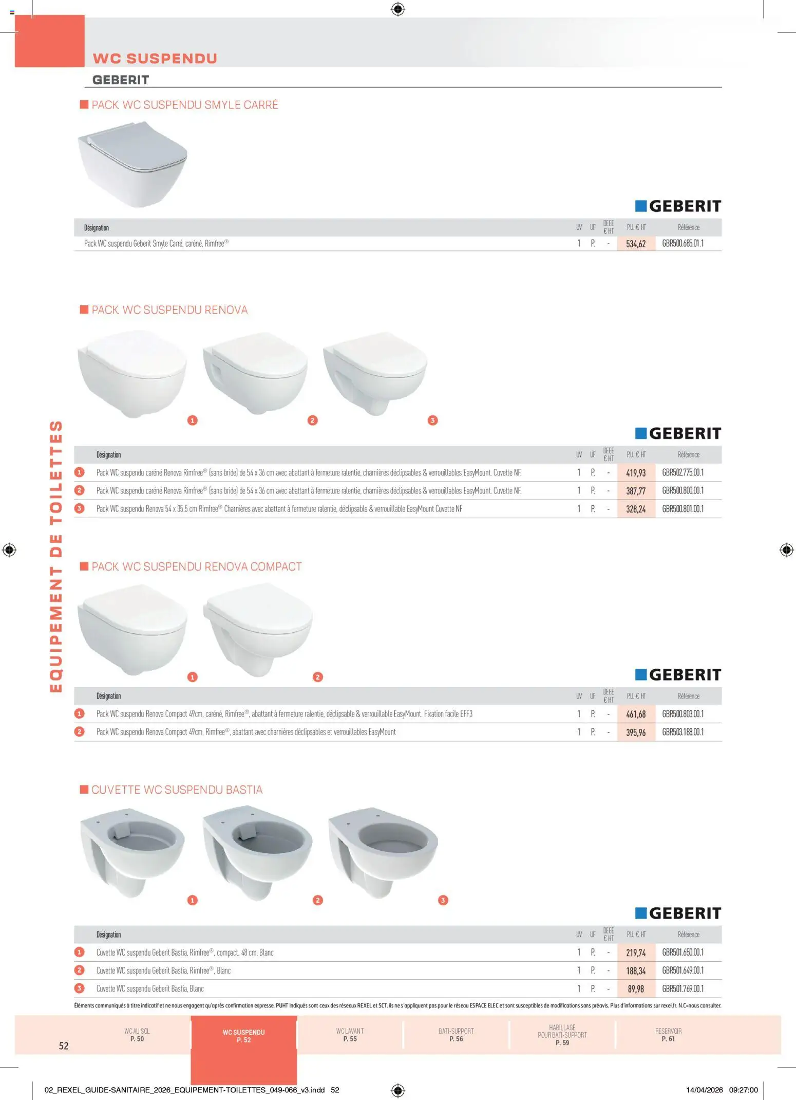 Prévisualisation de Rexel - Brochure Sanitaire du magasin Rexel formulaire valide 20/04/2026 - Toilettes, Cuvette WC
