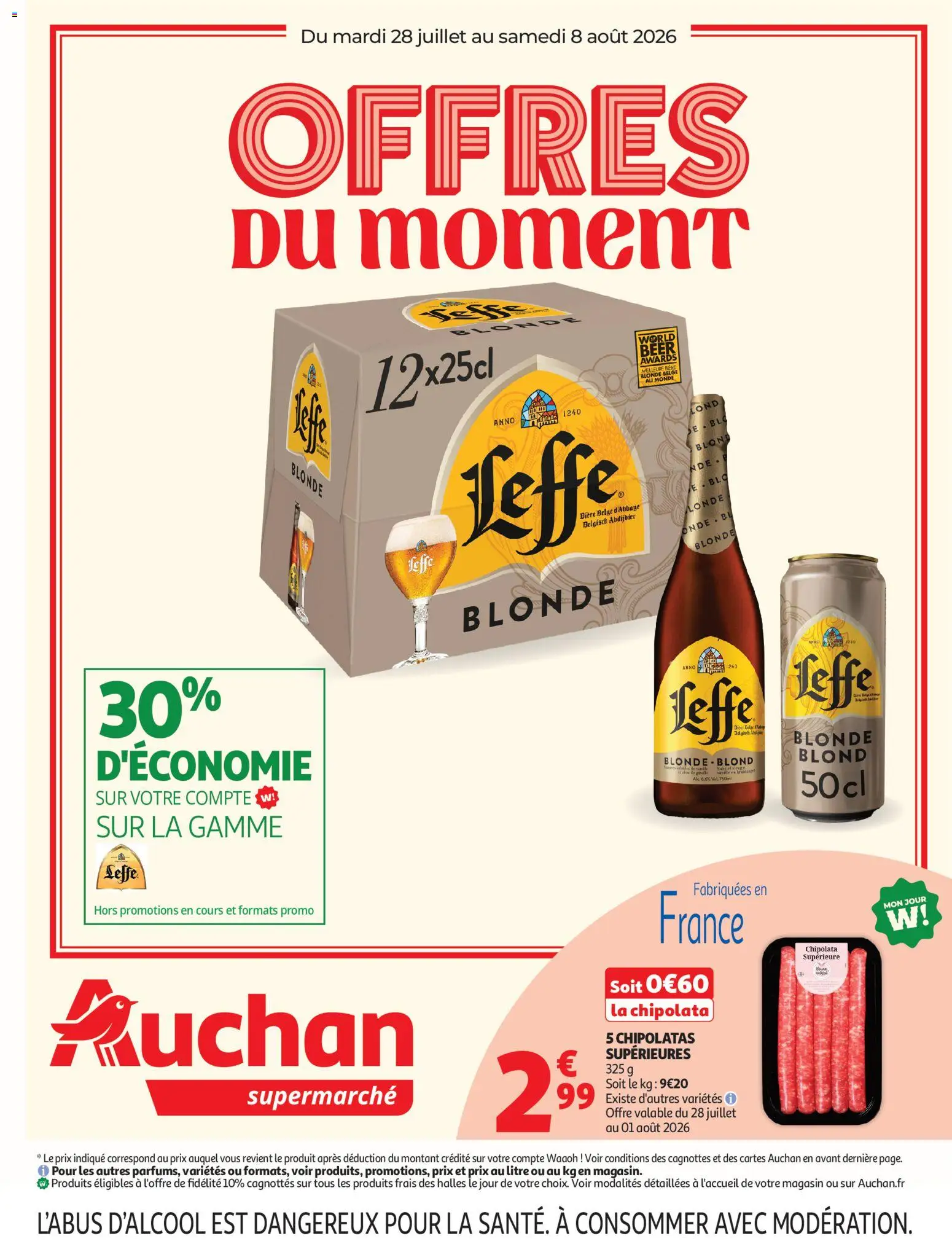 Voorbeeld van Auchan Saveurs d'été supers van winkel Auchan geldig vanaf 28/07/2026 - La, Chipolata