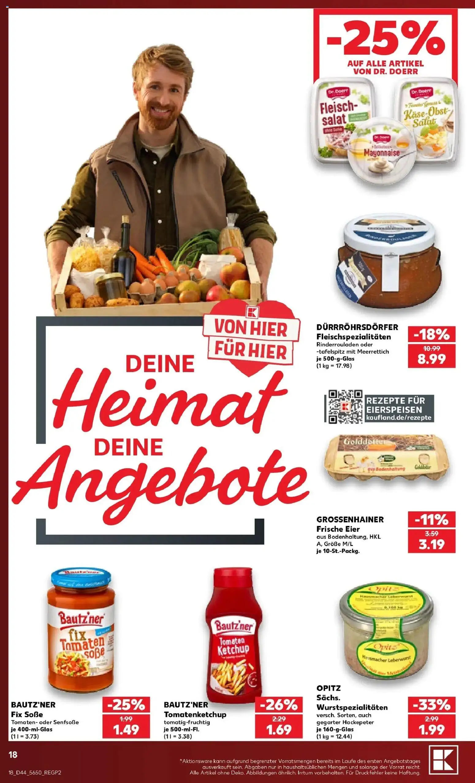 Vorschau von dem Prospekt des Geschäftes Kaufland, gültig ab dem 26.10.2026 - Salat, Rinderrouladen, Fleisch, Eier, Mayonnaise, Tomaten, Ketchup, Soße