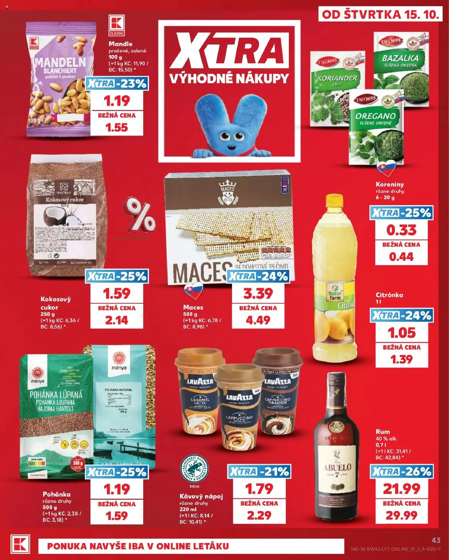 Náhľad Kaufland letáku platného od 15.10.2026 - Káva, Tiramisu, Koriander, Cappuccino, Mandle, Lavazza, Cukor, Kokosový cukor