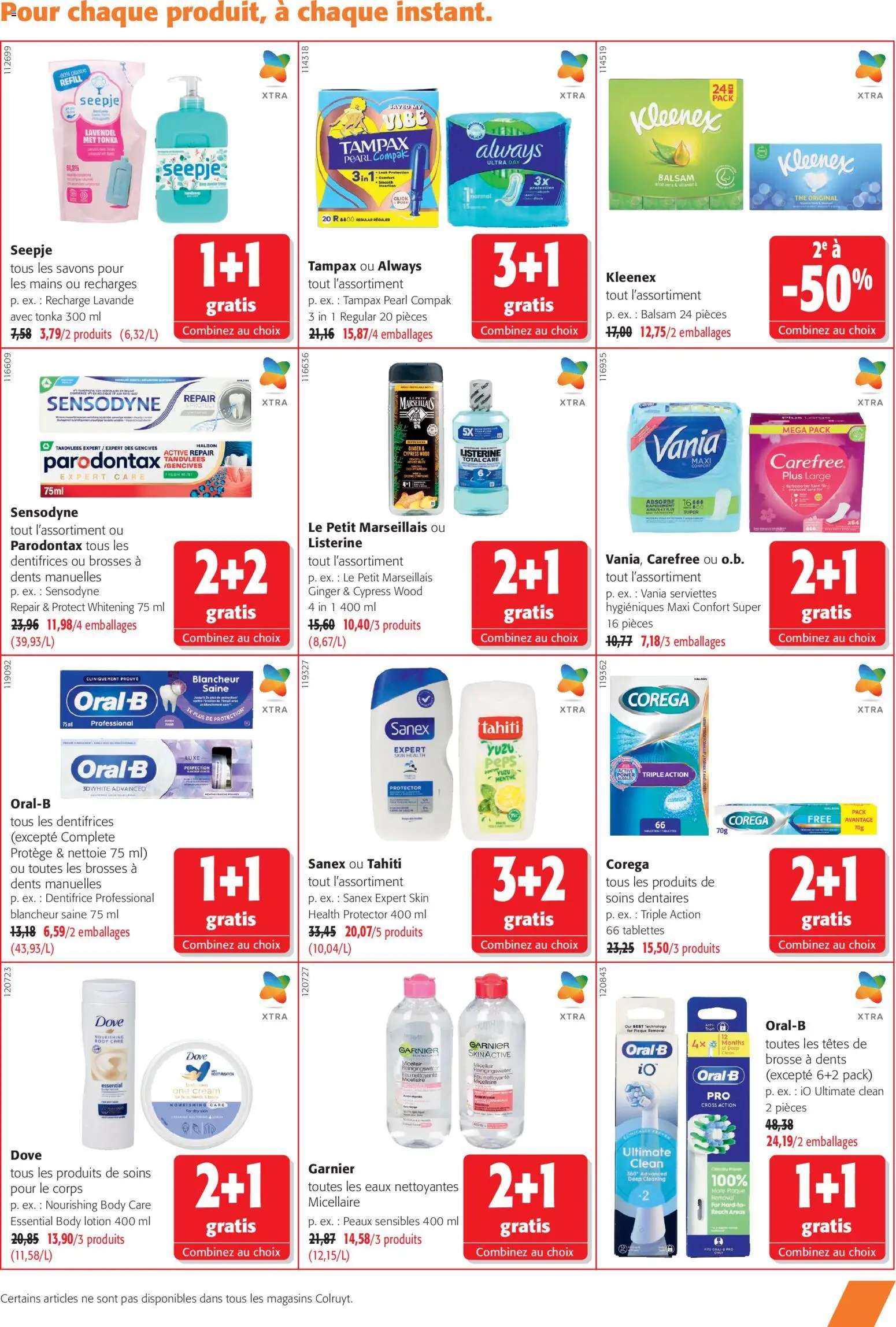 Prévisualisation de Colruyt Toutes les offres du magasin Colruyt formulaire valide 21/10/2026 - Body, Thé, Always, Menthe, Serviettes, Brosse, Listerine, Brosse à dents
