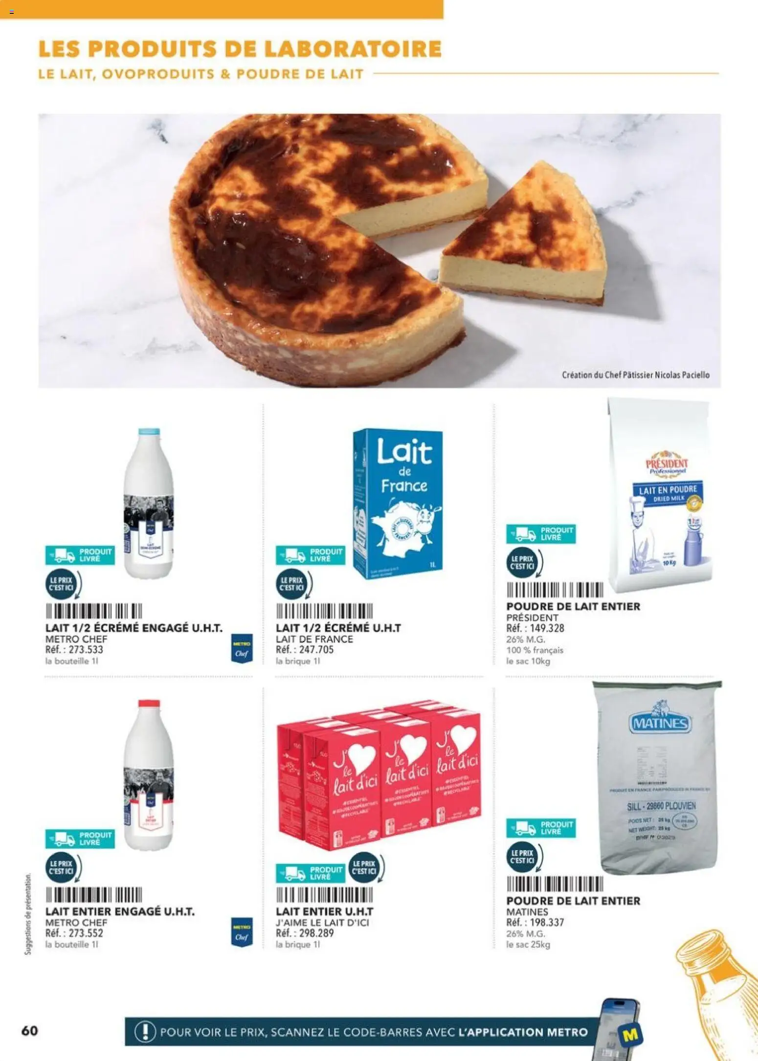 Prévisualisation de Boulangers Pâtissiers du magasin METRO formulaire valide 30/04/2026 - Sac, Lait, Brique, Poids, Bouteille, Lait entier, Poudre, Lait en poudre