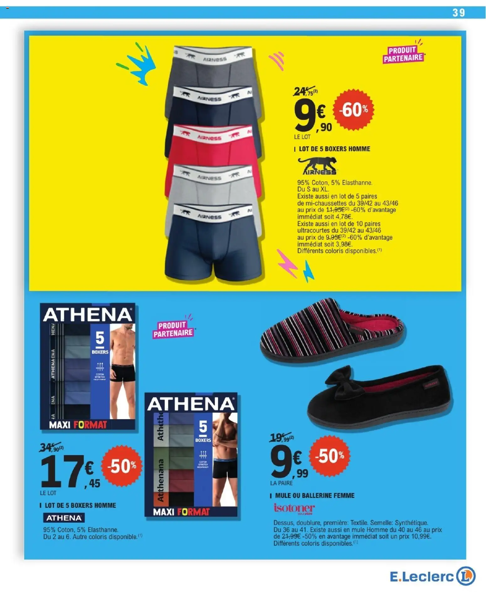 Prévisualisation de E.Leclerc catalogue du magasin E.Leclerc formulaire valide 08/09/2026 - Boxers, Ballerine, Boxers homme