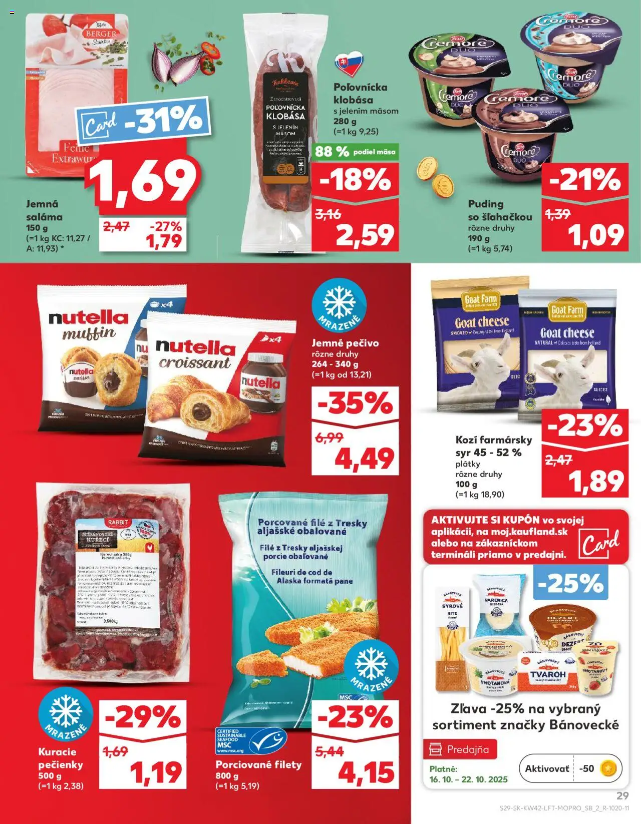 Náhľad Kaufland letáku platného od 16.10.2025 - Syr, Tvaroh, Croissant, Nutella, Puding, Klobása, Saláma