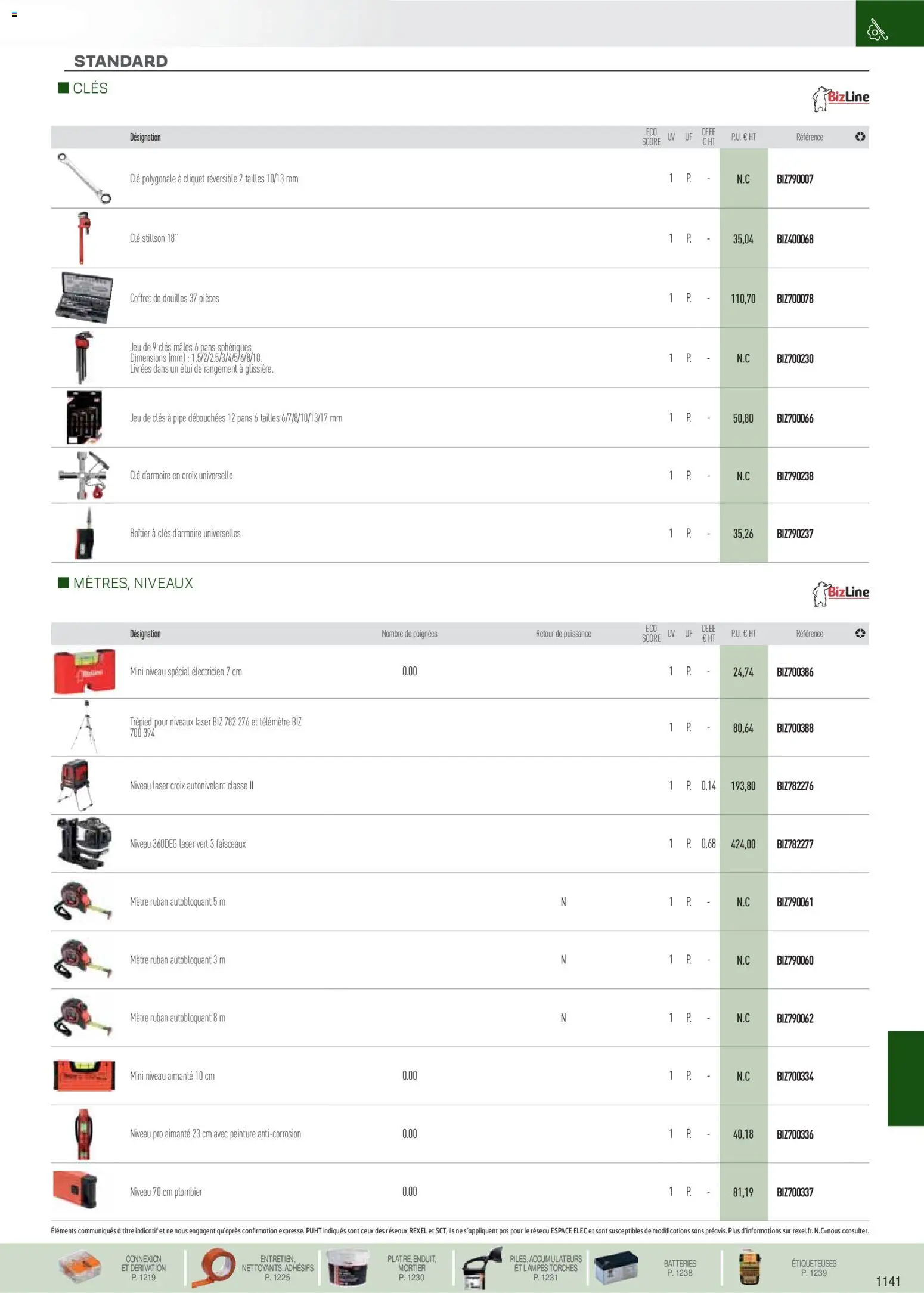 Prévisualisation de Brochure EPI, mesure, outillage, fixations et consommables du magasin Rexel formulaire valide 18/11/2025 - Peinture, Clé, Mortier, Mètre, Poignées, Mètre ruban, Étui, Coffret de douilles
