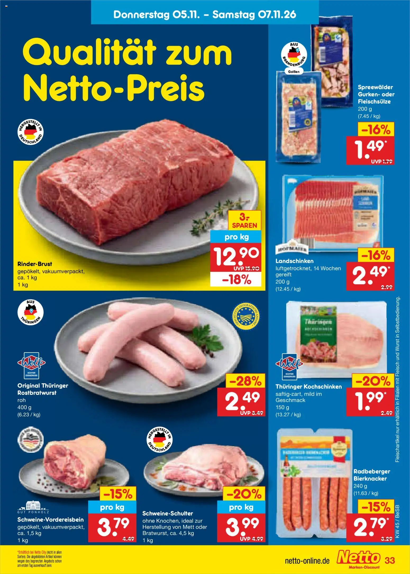 Vorschau von dem Prospekt des Geschäftes Netto Marken-Discount, gültig ab dem 02.11.2026 - Wurst, Fleisch, Gurken