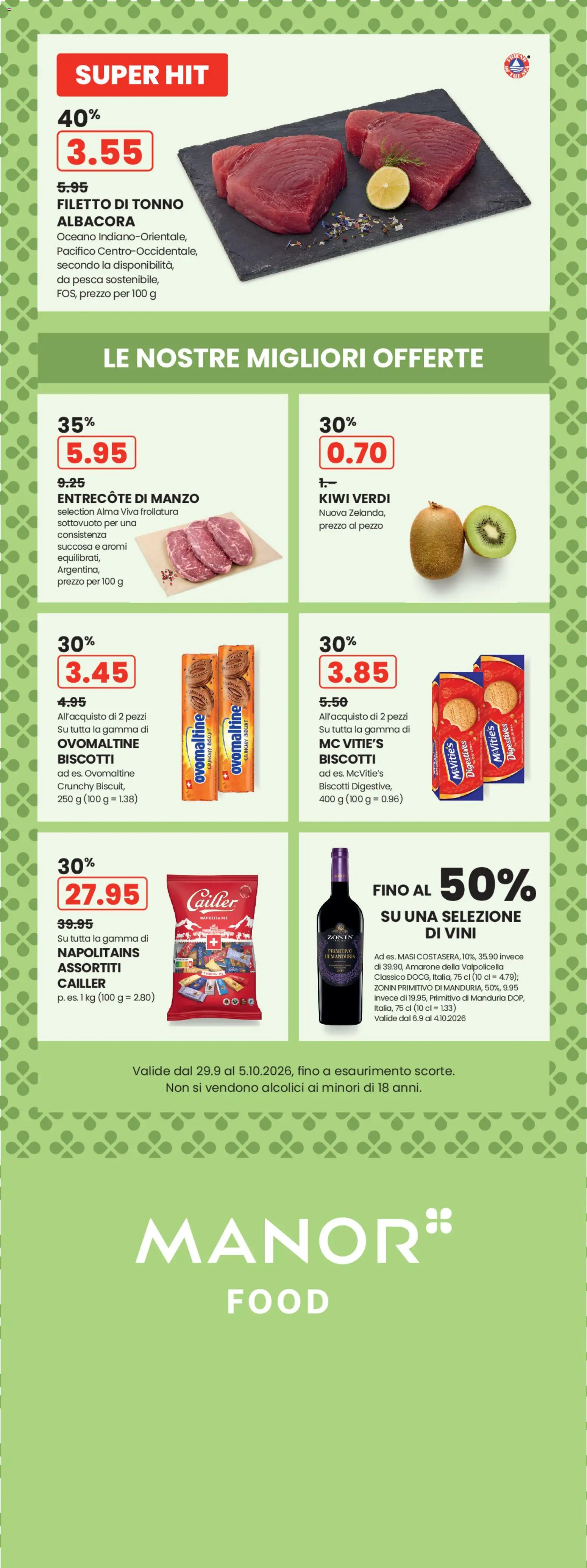 Vorschau des Merkblatts Manor aktionen IT vom Shop Manor gültig von 29.09.2026 bis 05.10.2026 - Kiwi