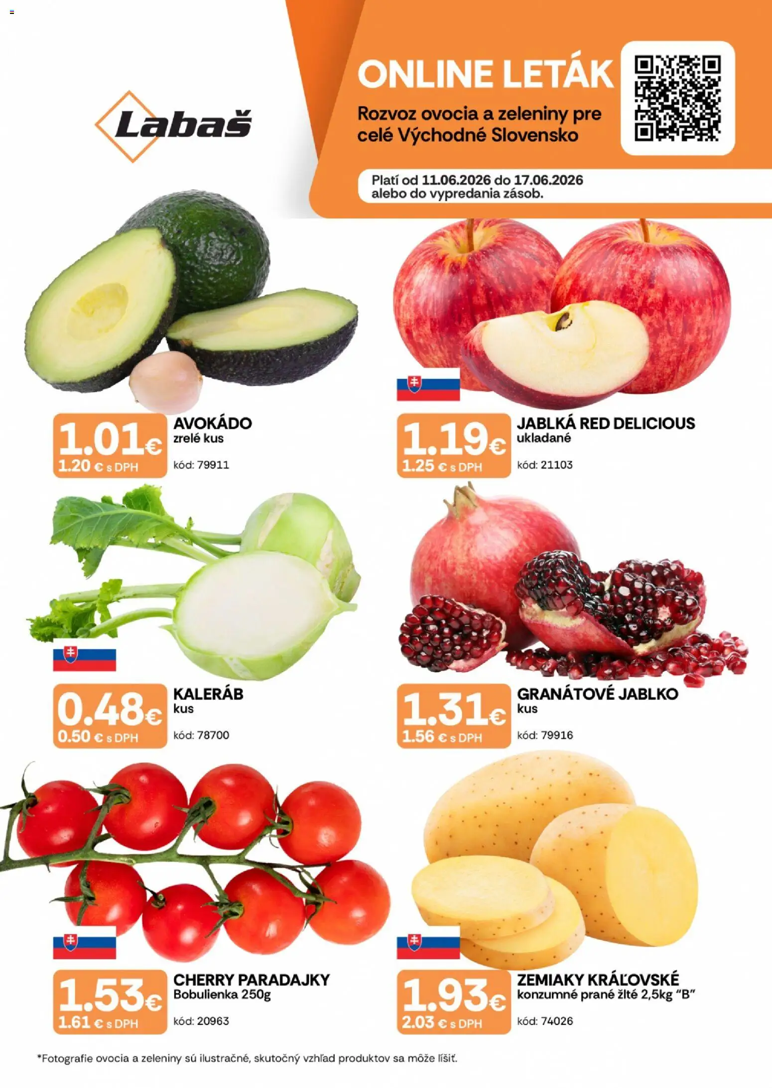 Náhľad Labaš letáku platného od 11.06.2026 - Avokádo, Paradajky, Zemiaky, Granátové jablko, Jablká, Kaleráb, Cherry paradajky