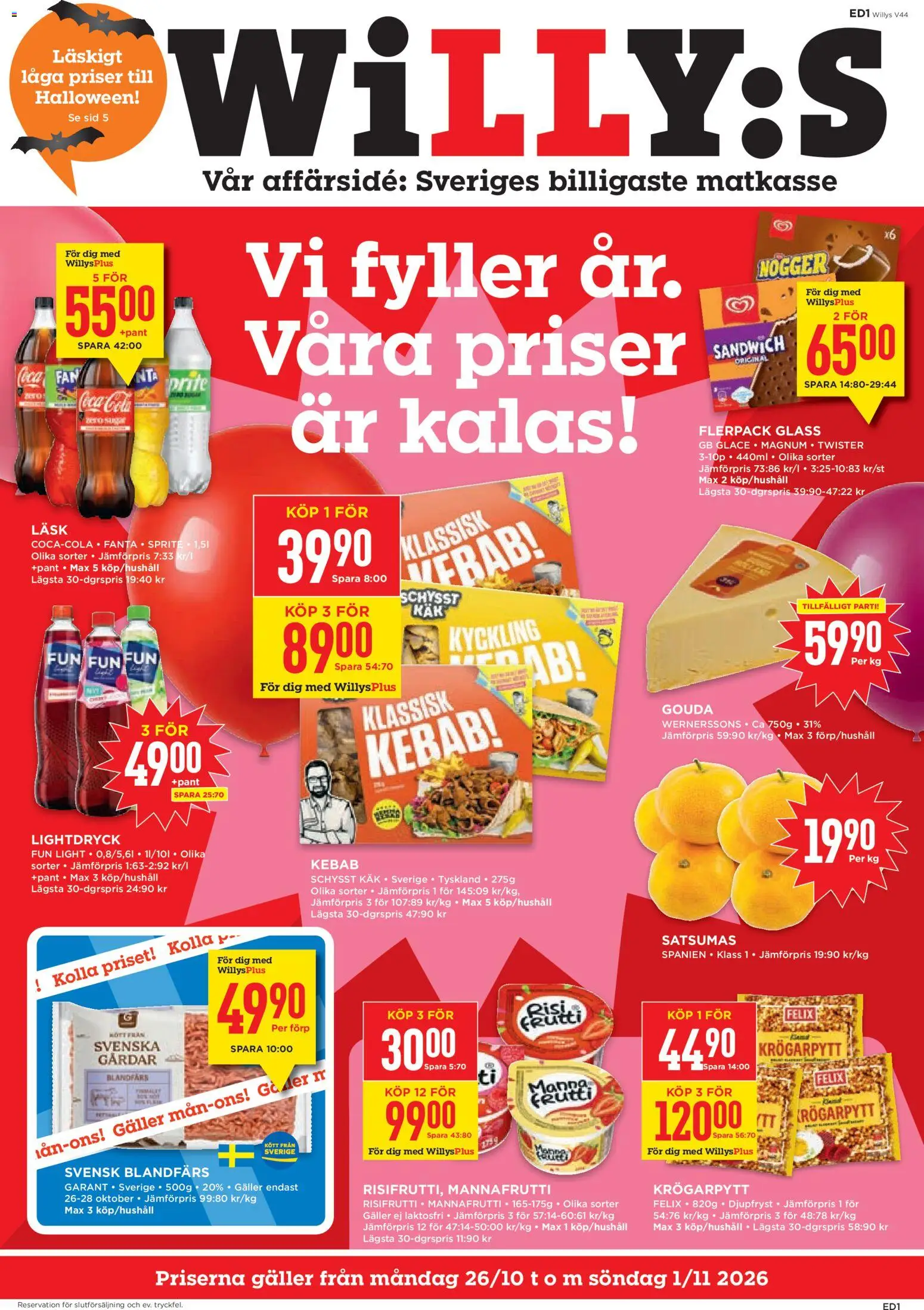 Förhandsgranska reklamblad Willys erbjudanden från butik Willys gäller från 26/10/2026