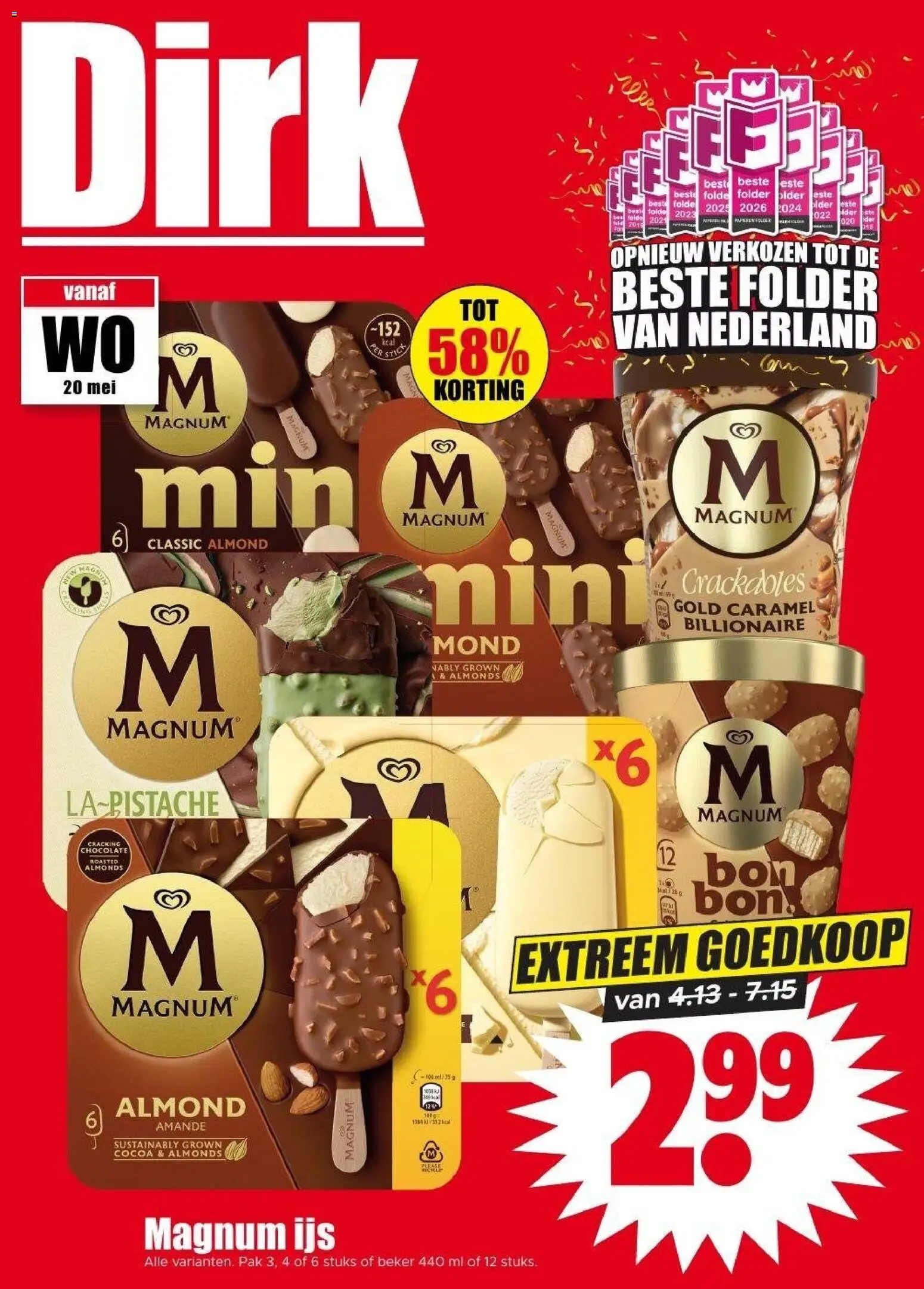 Voorbeeld van Dirk Folder / Publicité van winkel Dirk geldig vanaf 20/05/2026 - IJs, Magnum, Beker, Magnum ijs
