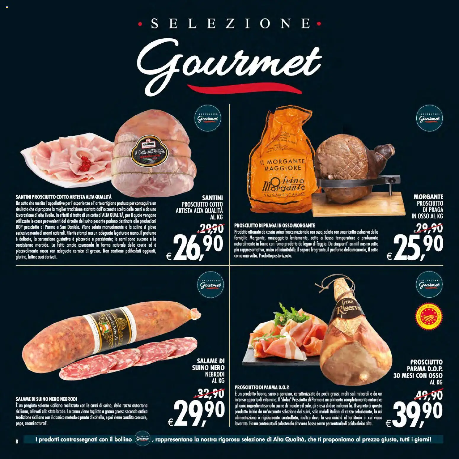 Anteprima dell'opuscolo Decò volantino Gourmet Sicilia dal negozio Decò valido da 01/09/2026 - Latte, Maiale, Profumo, Prosciutto, Prosciutto Cotto, Salame, Basso, Ingredienti