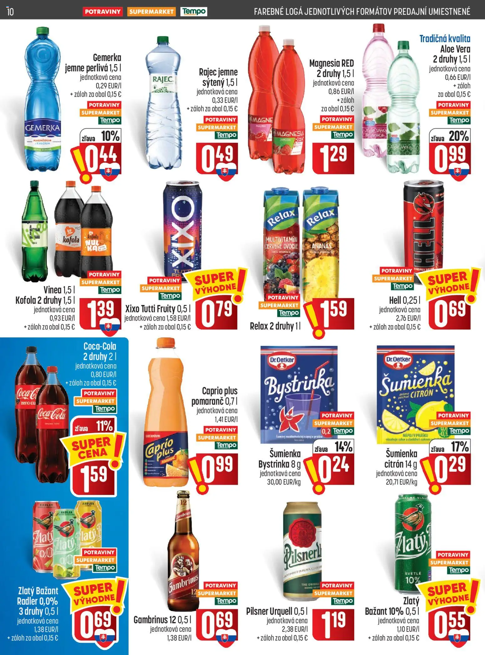 Náhľad COOP Jednota letáku platného od 01.10.2026 - Rajec, Coca cola, Vinea, Multivitamín, Cola, Radler, Zlatý Bažant, Ananás