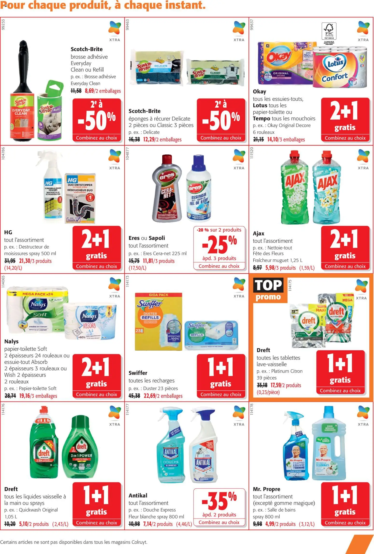 Prévisualisation de Colruyt Toutes les offres du magasin Colruyt formulaire valide 21/10/2026 - Fleurs, Ajax, Vaisselle, Douche, Citron, Hygiène, Brosse, Déboucheur
