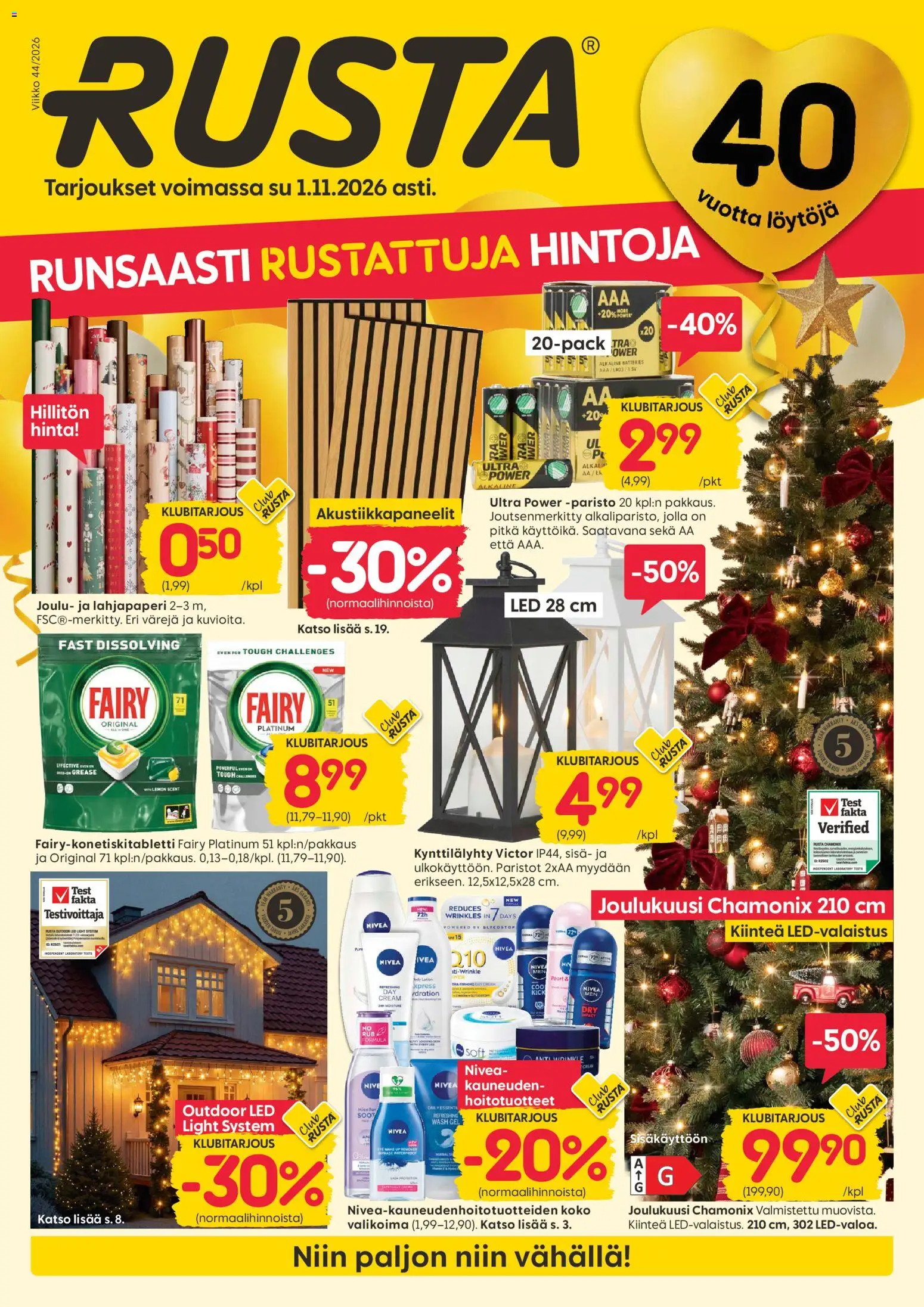 Kaupan Rusta Rusta tarjoukset esikatselu, voimassa 26/10/2026 - Lyhty, Paristot