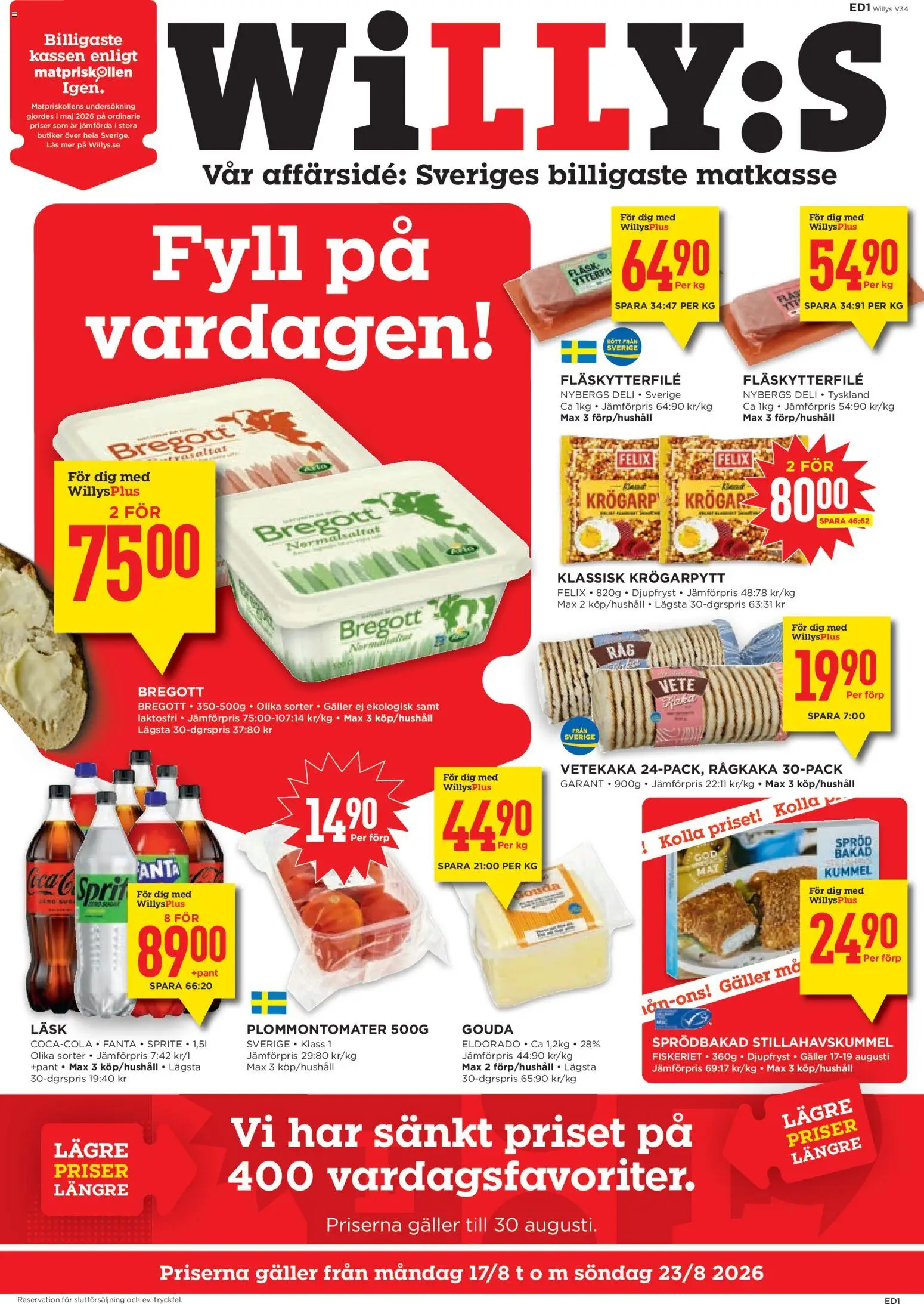 Förhandsgranska reklamblad Willys erbjudanden från butik Willys gäller från 17/08/2026